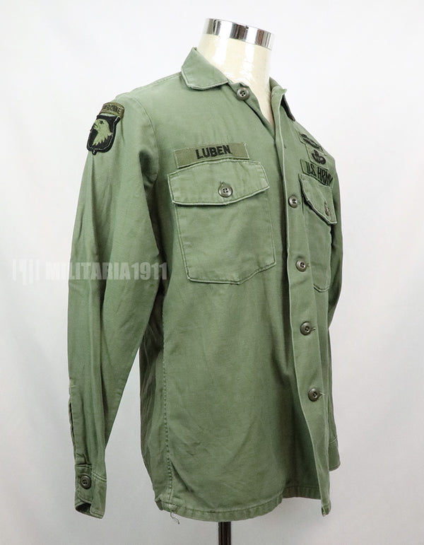 実物 アメリカ陸軍 ユーティリティシャツ OG-107  第一師団パッチなど徽章付(後付け)