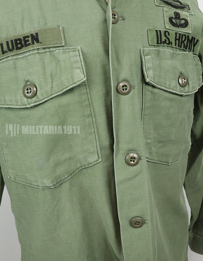 実物 アメリカ陸軍 ユーティリティシャツ OG-107  第一師団パッチなど徽章付(後付け)