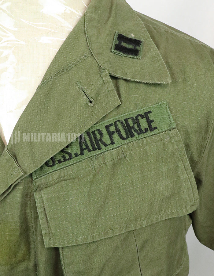 実物 アメリカ空軍 後期型ジャングルファティーグ ショートスリーブカスタム 徽章付き 1969年契約