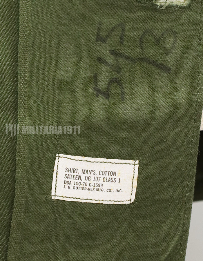 実物 ユーティリティシャツ OG-107  放出品 1970年製 戦中ロット コンディション中