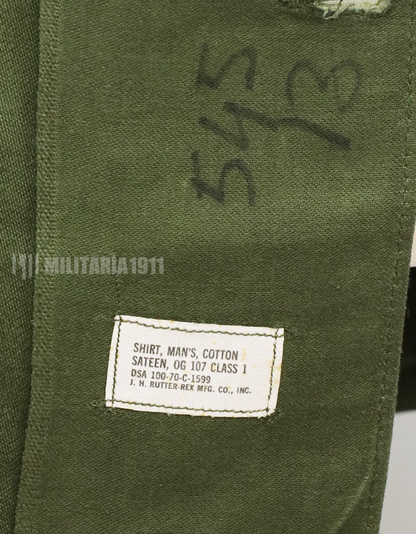 実物 ユーティリティシャツ OG-107  放出品 1970年製 戦中ロット コンディション中