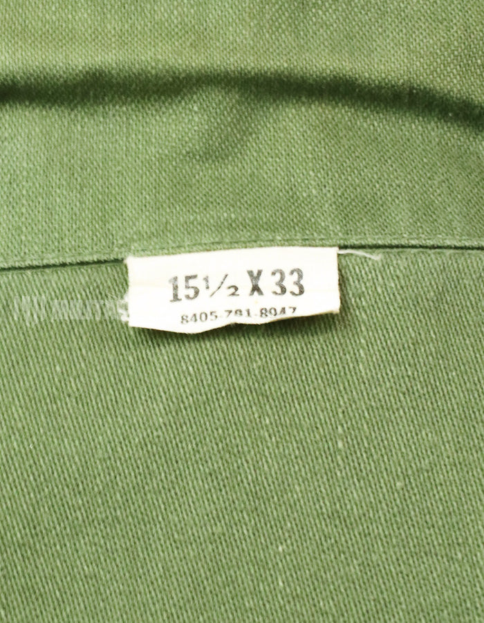 実物 ユーティリティシャツ OG-107  放出品 1970年代前半 戦中ロット US Army テープ付き