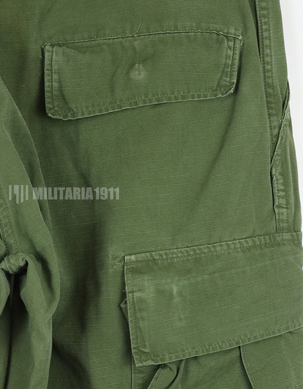 実物 後期型 リップストップ生地 ジャングルファティーグ パンツ M-L 裾紐なし 良いコンディション 1969年契約