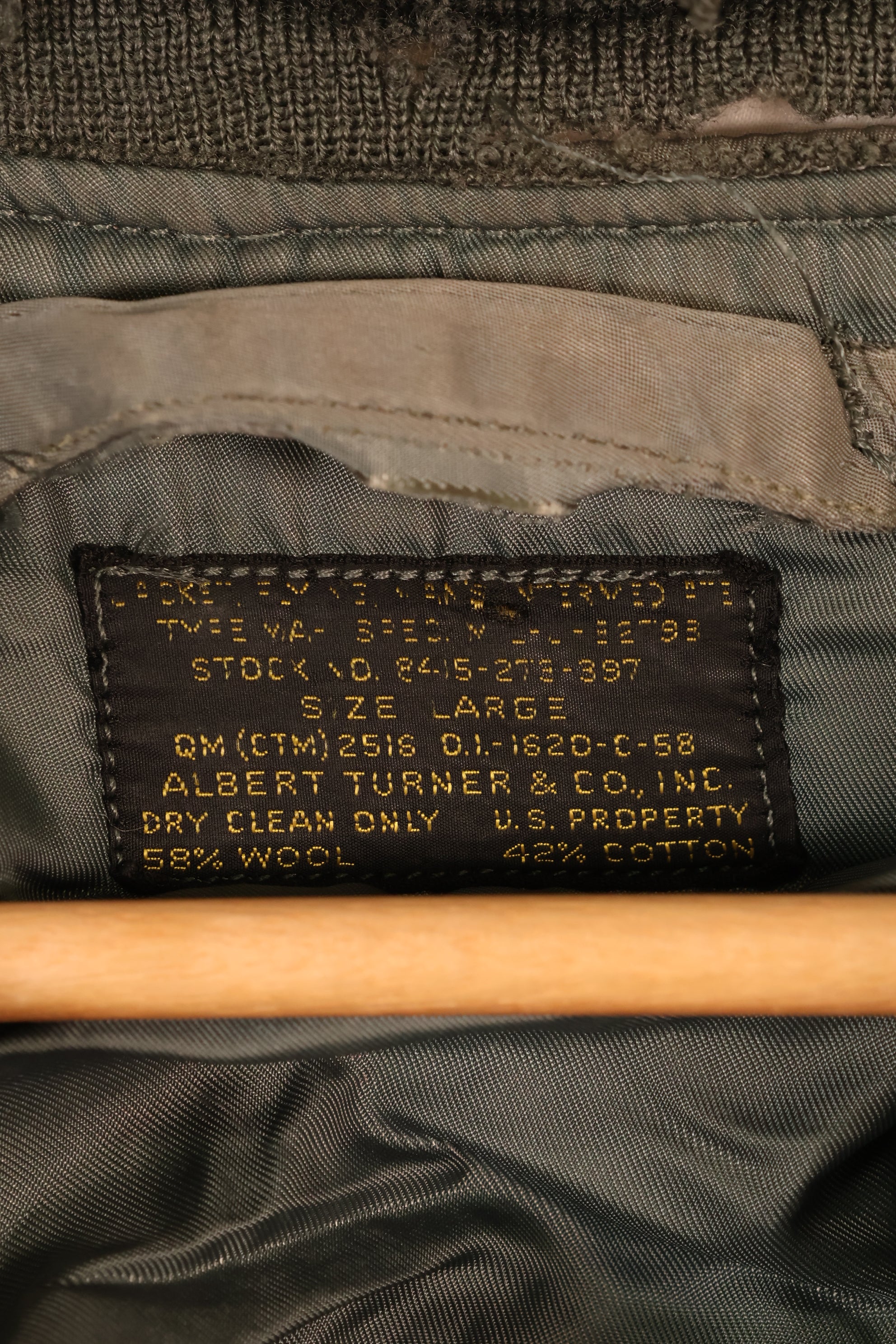 1958年契約　LARGE　アメリカ空軍　MA-1　フライトジャケット　使用感強い　中古品