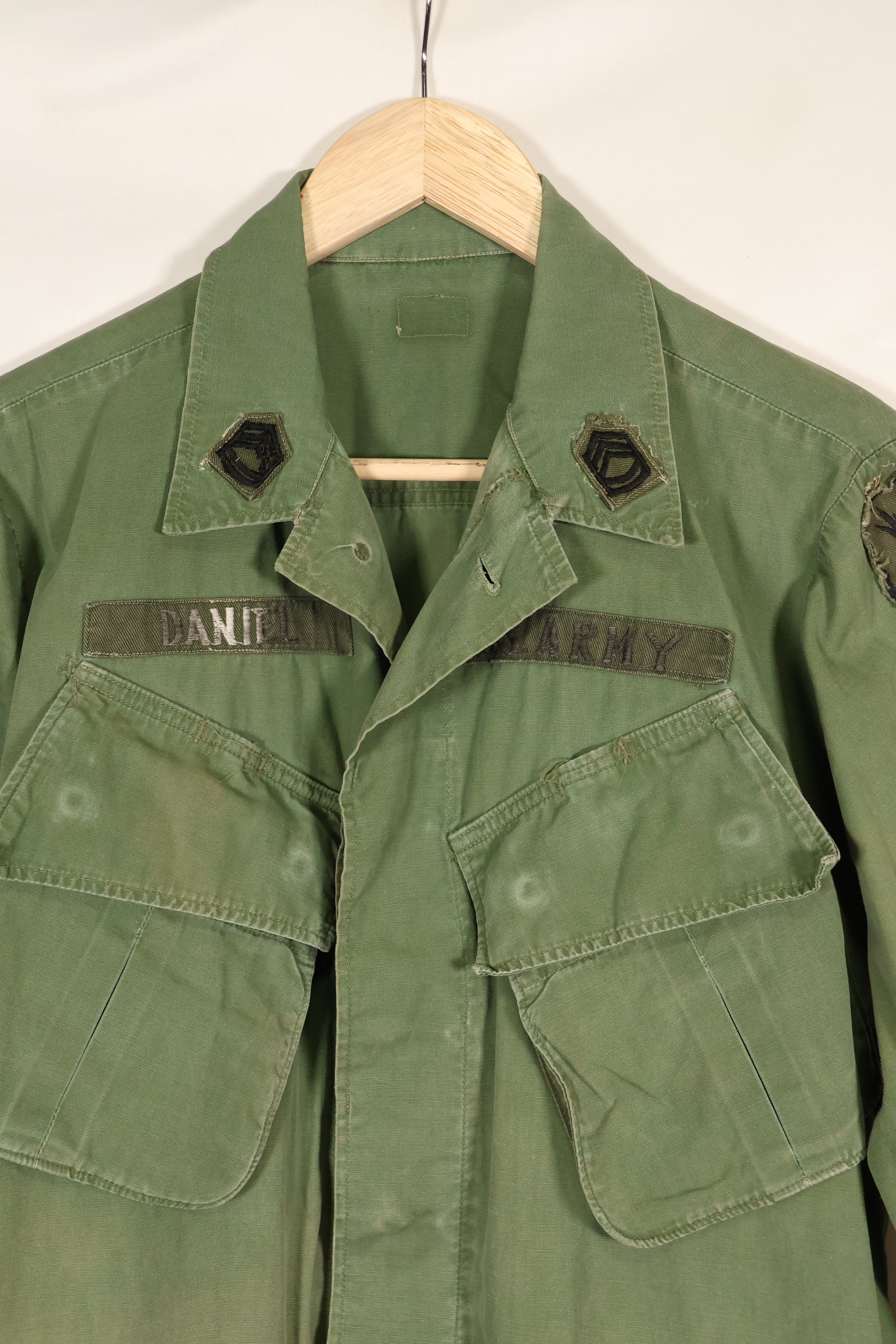 1967年契約　推定S-R　3rd Model ジャングルファティーグジャケット　73rd Surveillance Airplane Company（第73偵察航空中隊）パッチ初付け　中古品