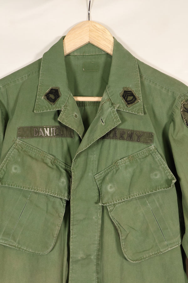 1967年契約　推定S-R　3rd Model ジャングルファティーグジャケット　73rd Surveillance Airplane Company（第73偵察航空中隊）パッチ初付け　中古品