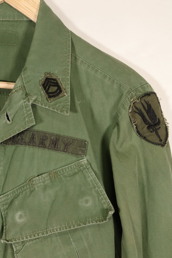 1967年契約　推定S-R　3rd Model ジャングルファティーグジャケット　73rd Surveillance Airplane Company（第73偵察航空中隊）パッチ初付け　中古品