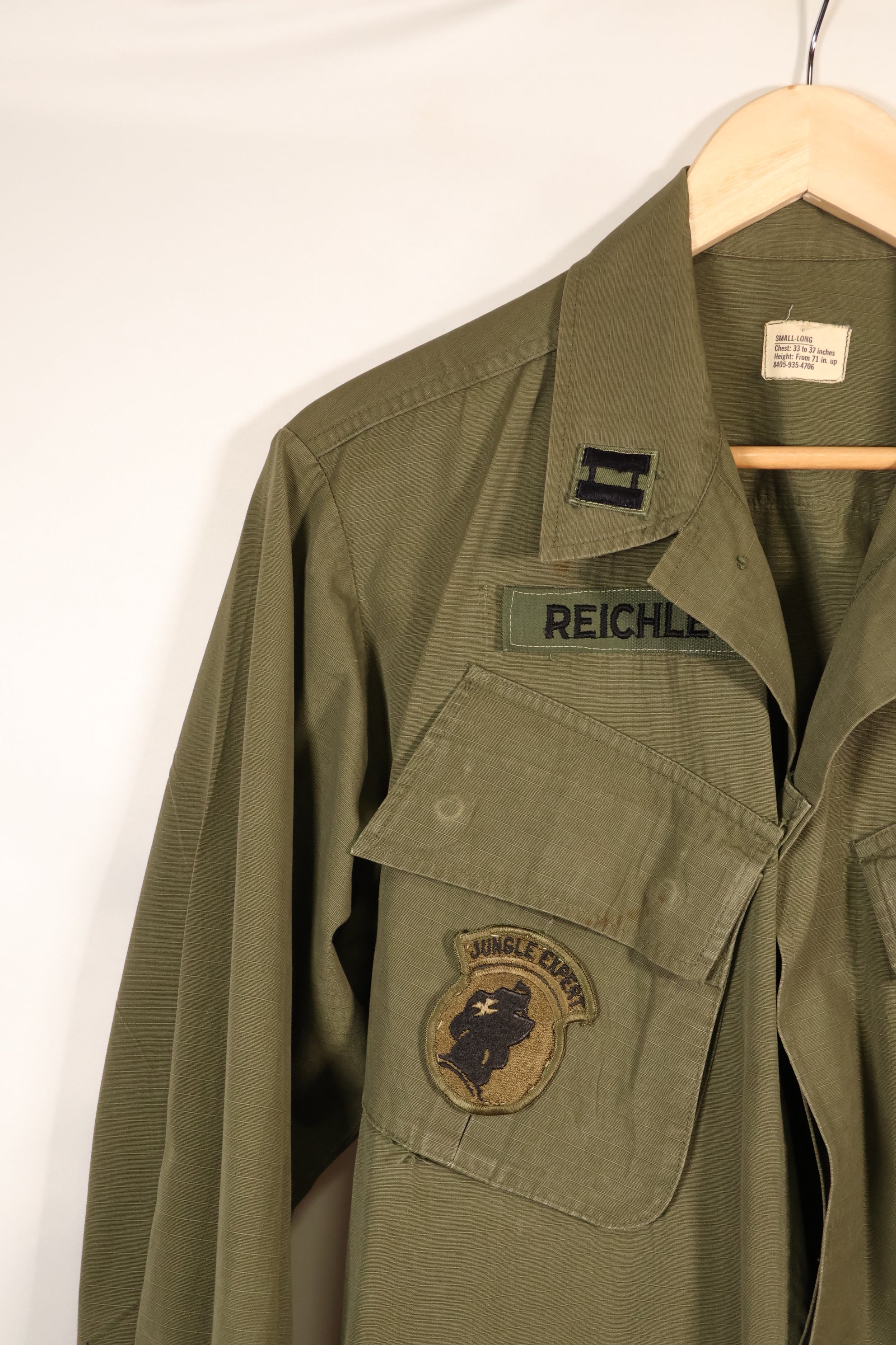 1960年代後半　S-L　アメリカ軍　4th Model ジャングルファティーグ　ジャケット　パッチ後付け　中古品