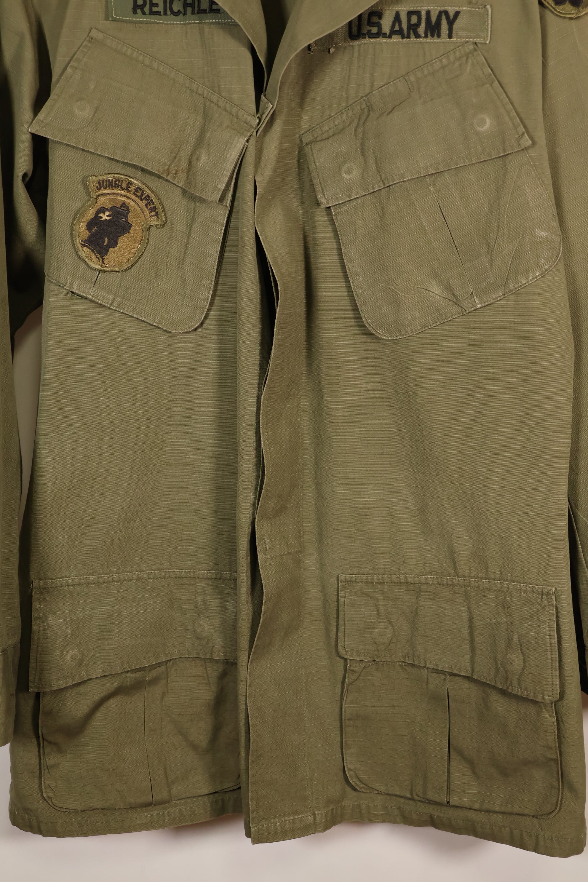 1960年代後半　S-L　アメリカ軍　4th Model ジャングルファティーグ　ジャケット　パッチ後付け　中古品