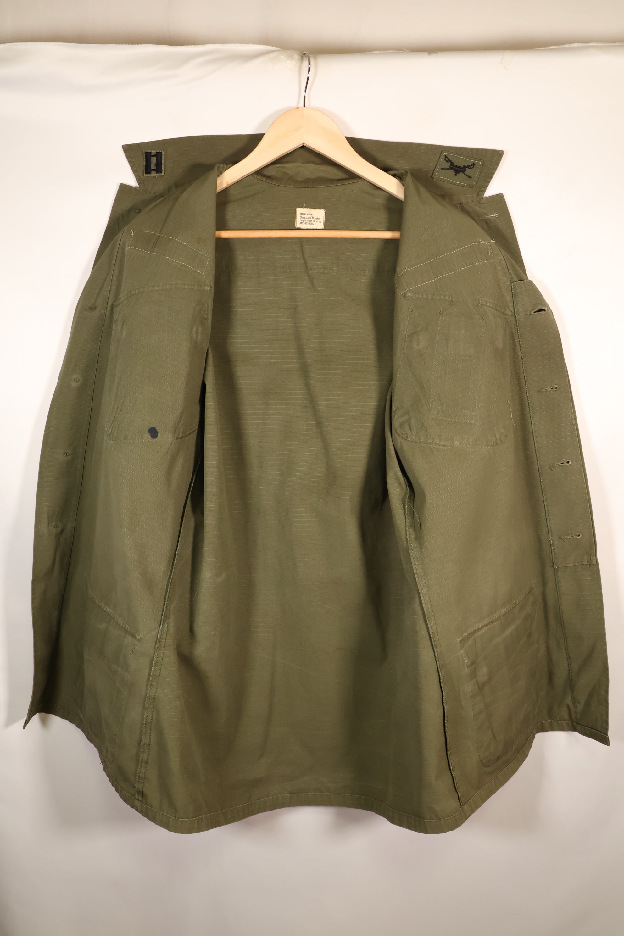 1960年代後半　S-L　アメリカ軍　4th Model ジャングルファティーグ　ジャケット　パッチ後付け　中古品