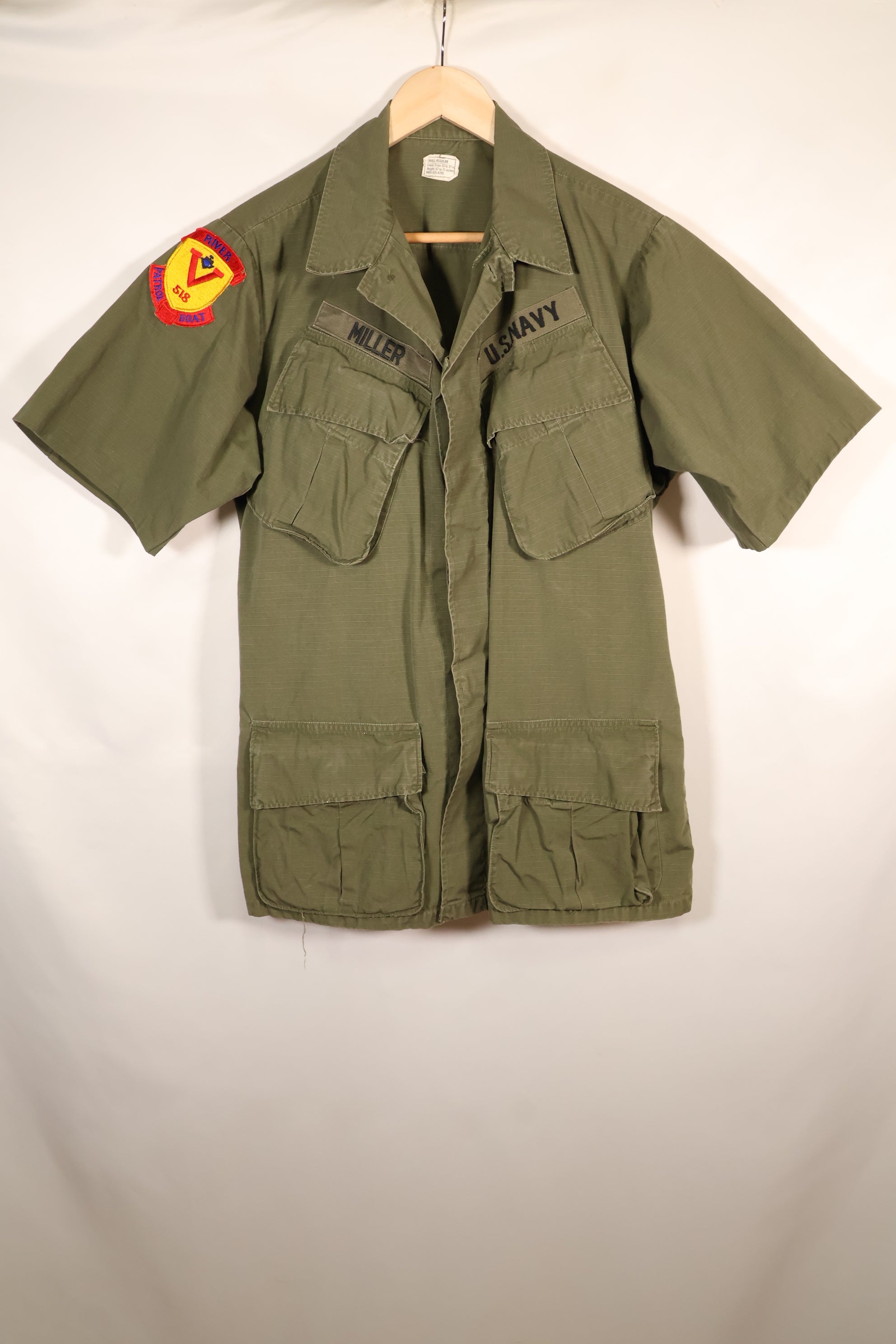 1969年契約　S-R　アメリカ海軍　PBR　4th Model ジャングルファティーグ　ジャケット　パッチ後付け　中古品