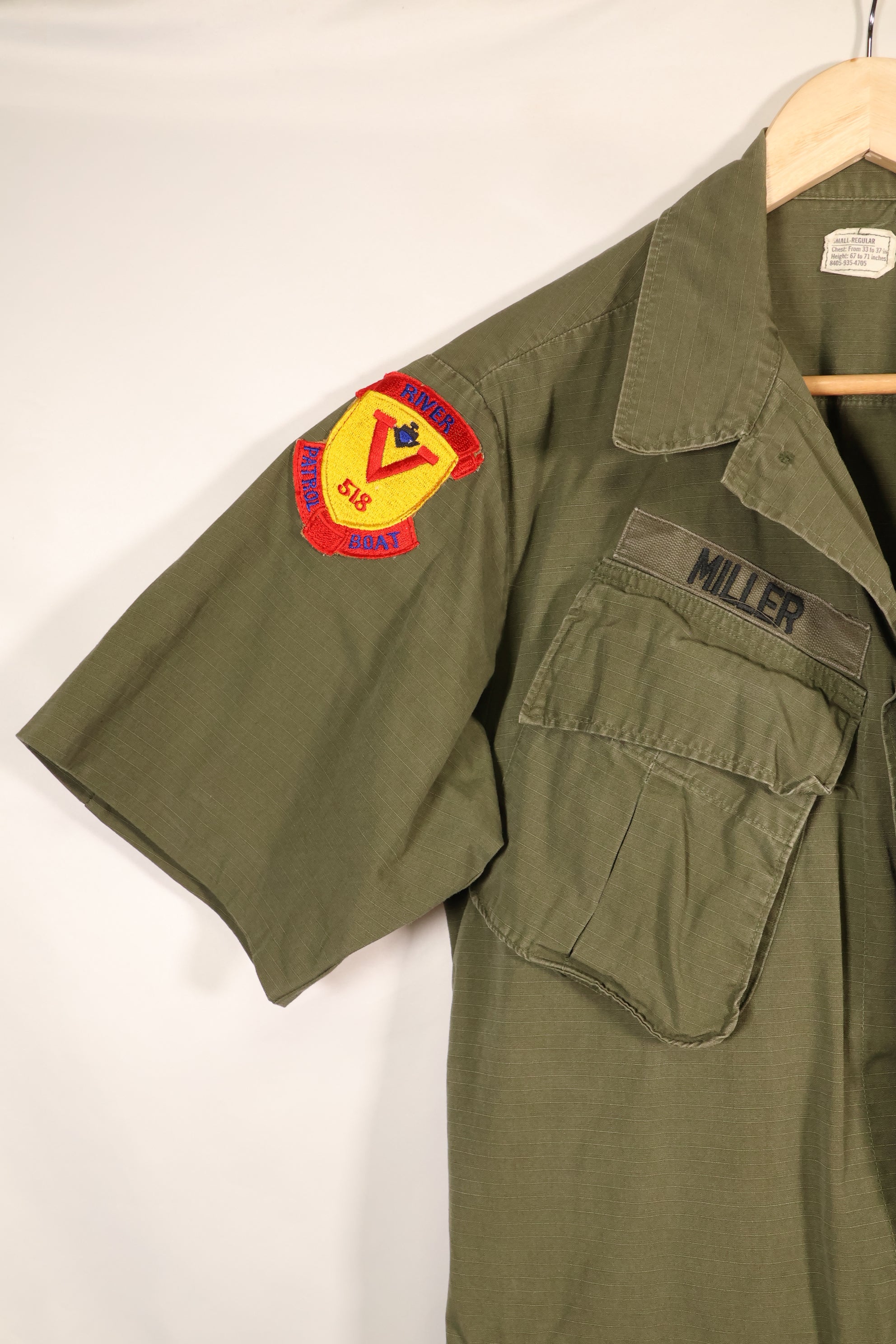 1969年契約　S-R　アメリカ海軍　PBR　4th Model ジャングルファティーグ　ジャケット　パッチ後付け　中古品