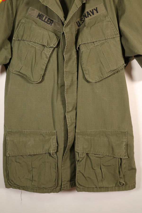 1969年契約　S-R　アメリカ海軍　PBR　4th Model ジャングルファティーグ　ジャケット　パッチ後付け　中古品