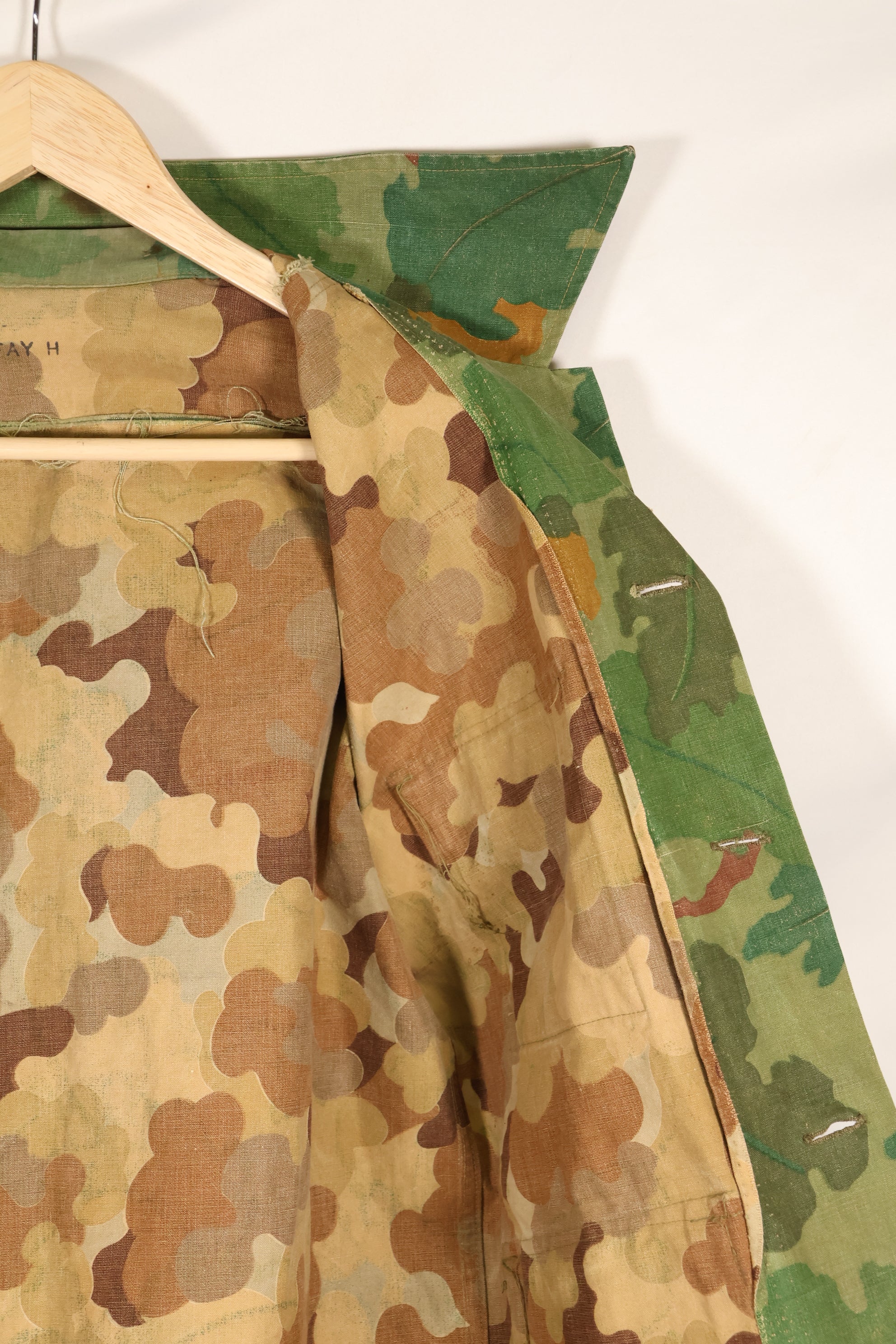 1970年代　個人調達　アメリカ海兵隊 ミッチェル迷彩　ファティーグジャケット　シェルターハーフ製　中古品