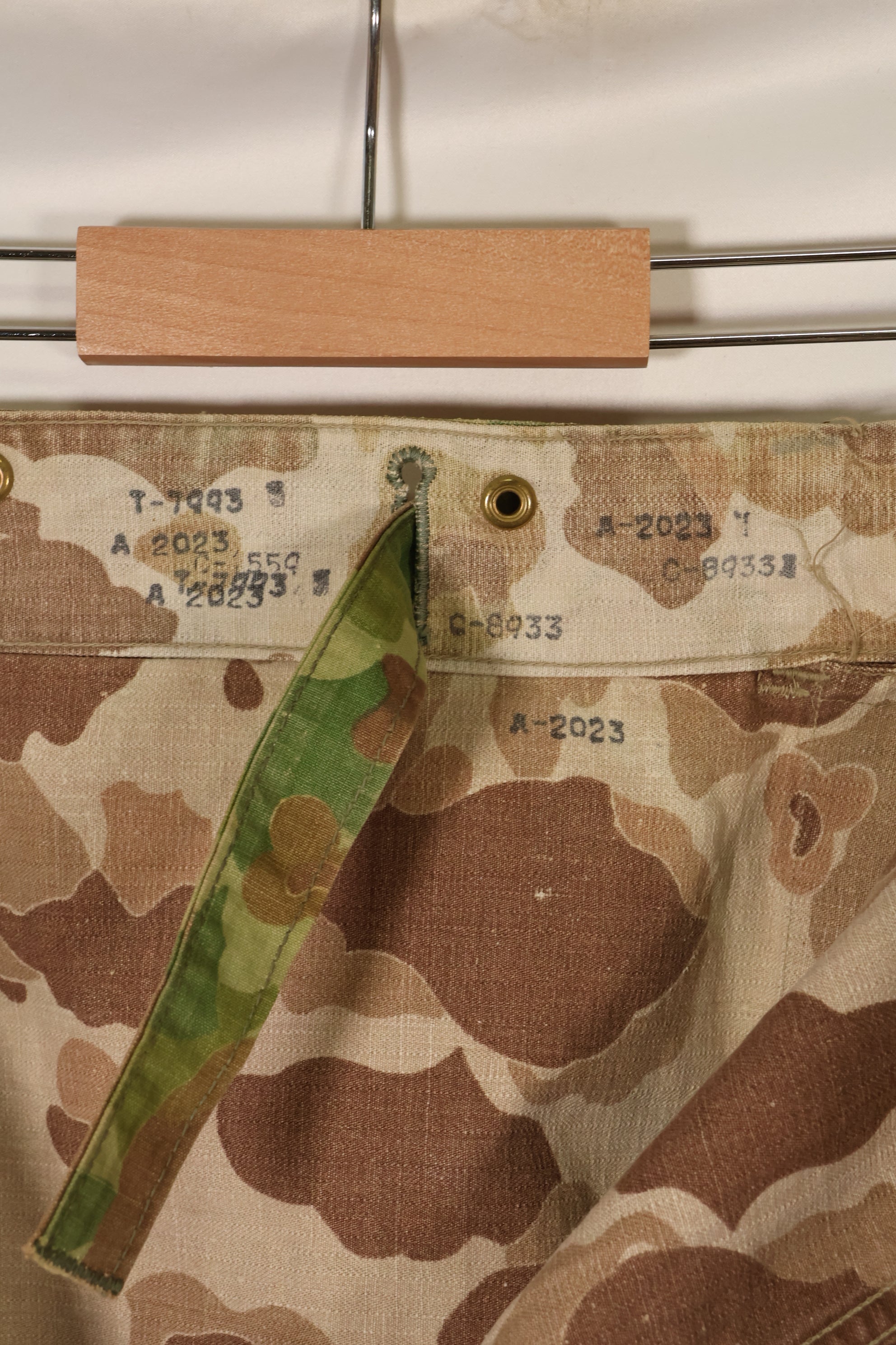 1940年代　WWII　USMC　P-44　フロッグスキン迷彩　ダックハンター　パンツ　補修あり　中古品