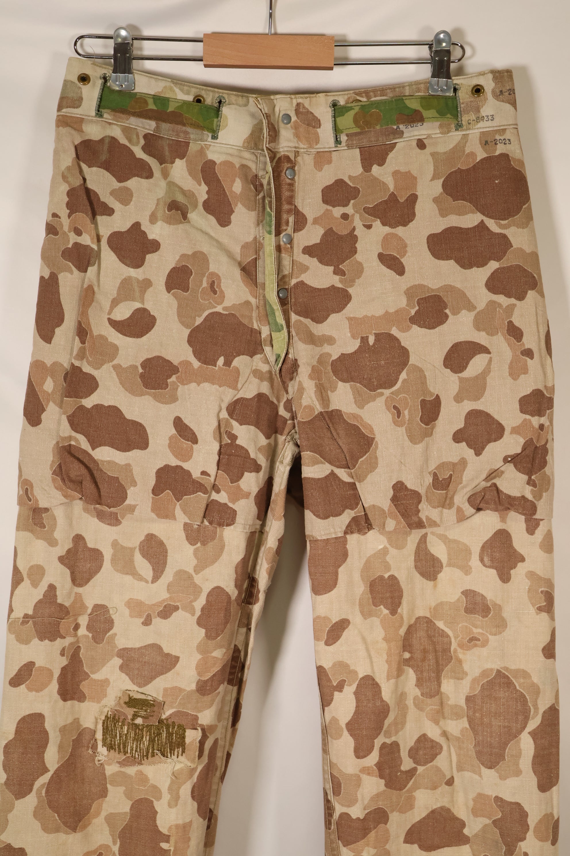 1940年代　WWII　USMC　P-44　フロッグスキン迷彩　ダックハンター　パンツ　補修あり　中古品