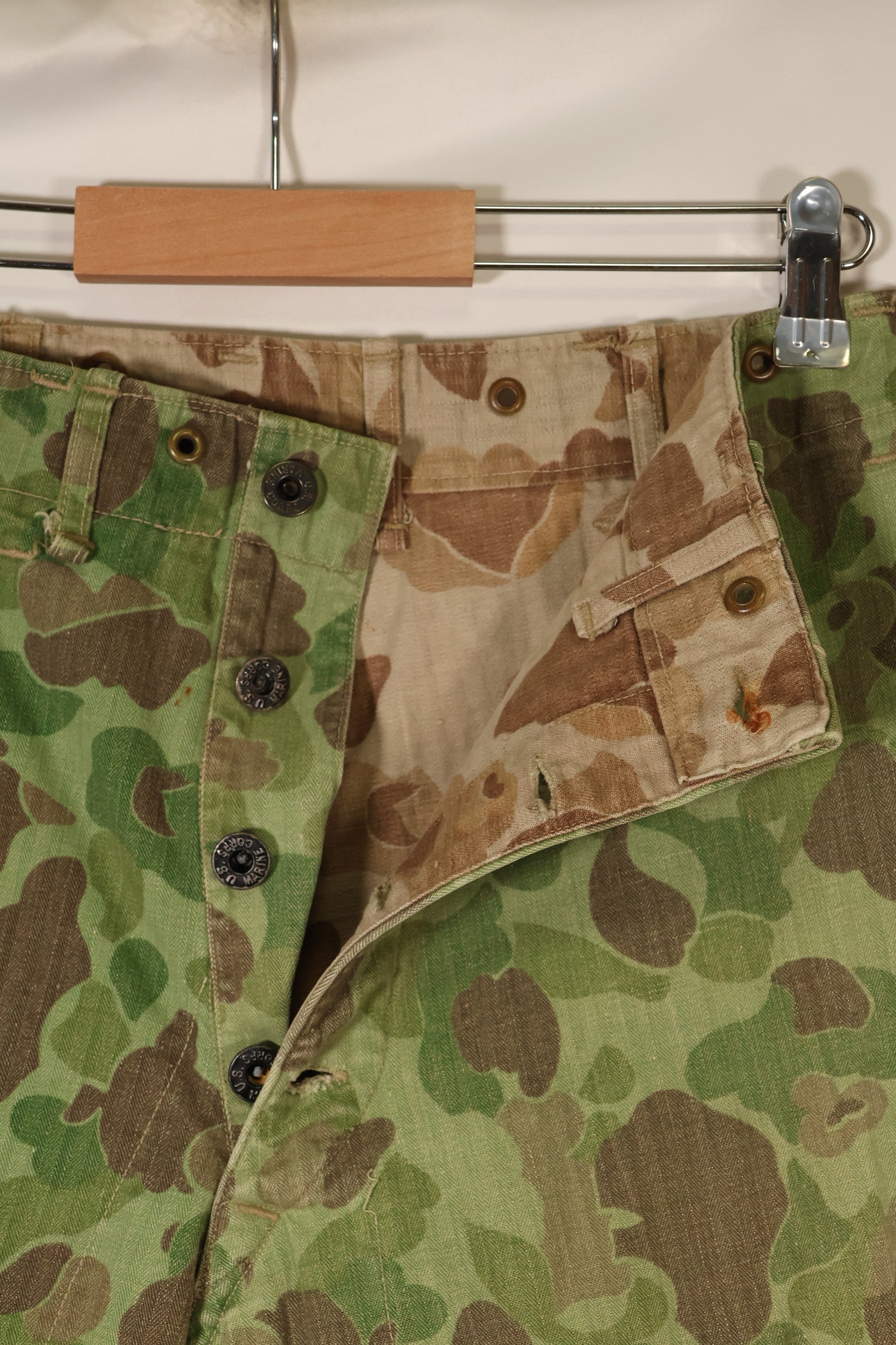 1940年代　WWII USMC　P-44　フロッグスキン迷彩　パンツ　状態良い　退色あり　中古品