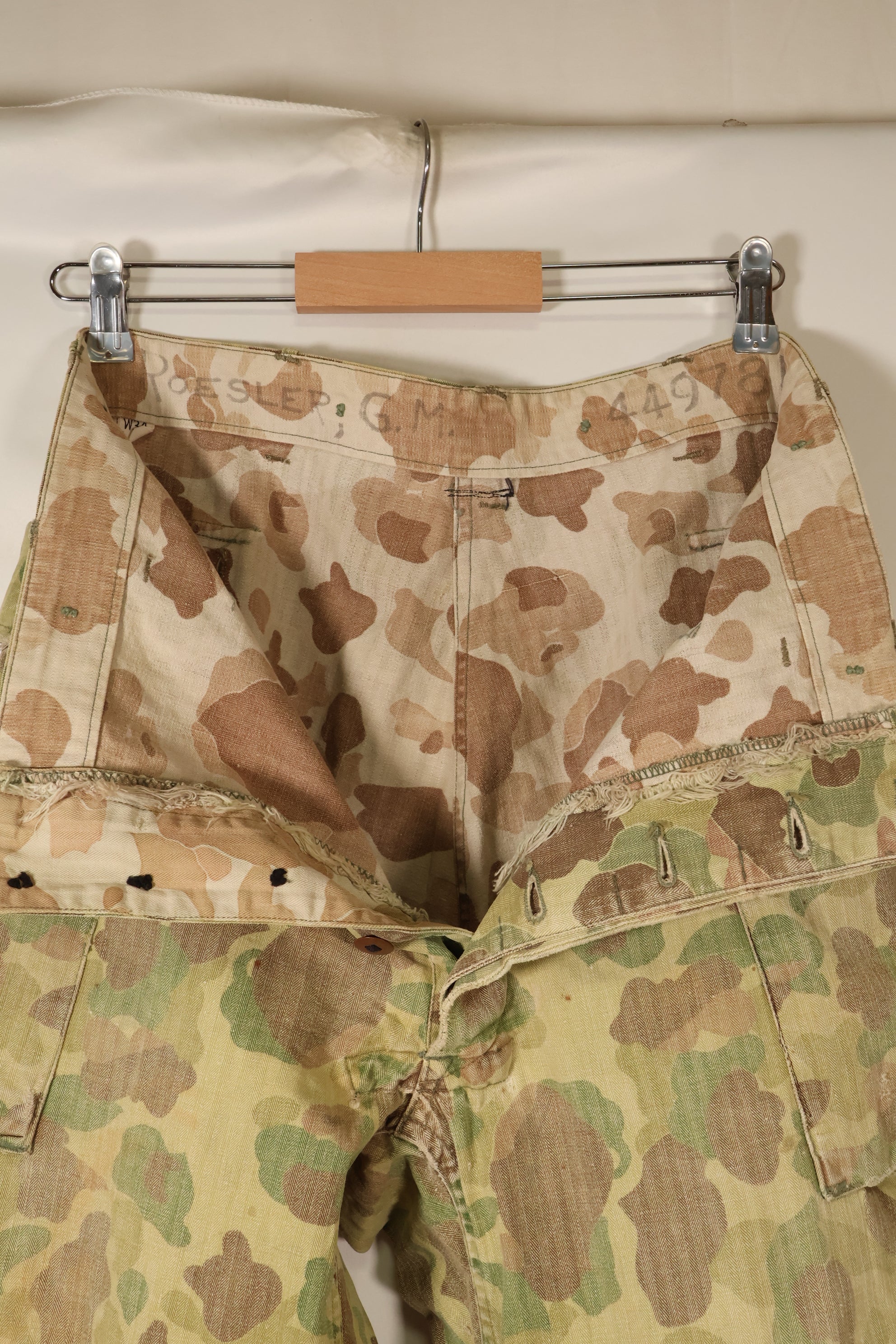 1940年代 W34　アメリカ陸軍　フロッグスキン迷彩　HBTパンツ　ユーティリティパンツ　中古品