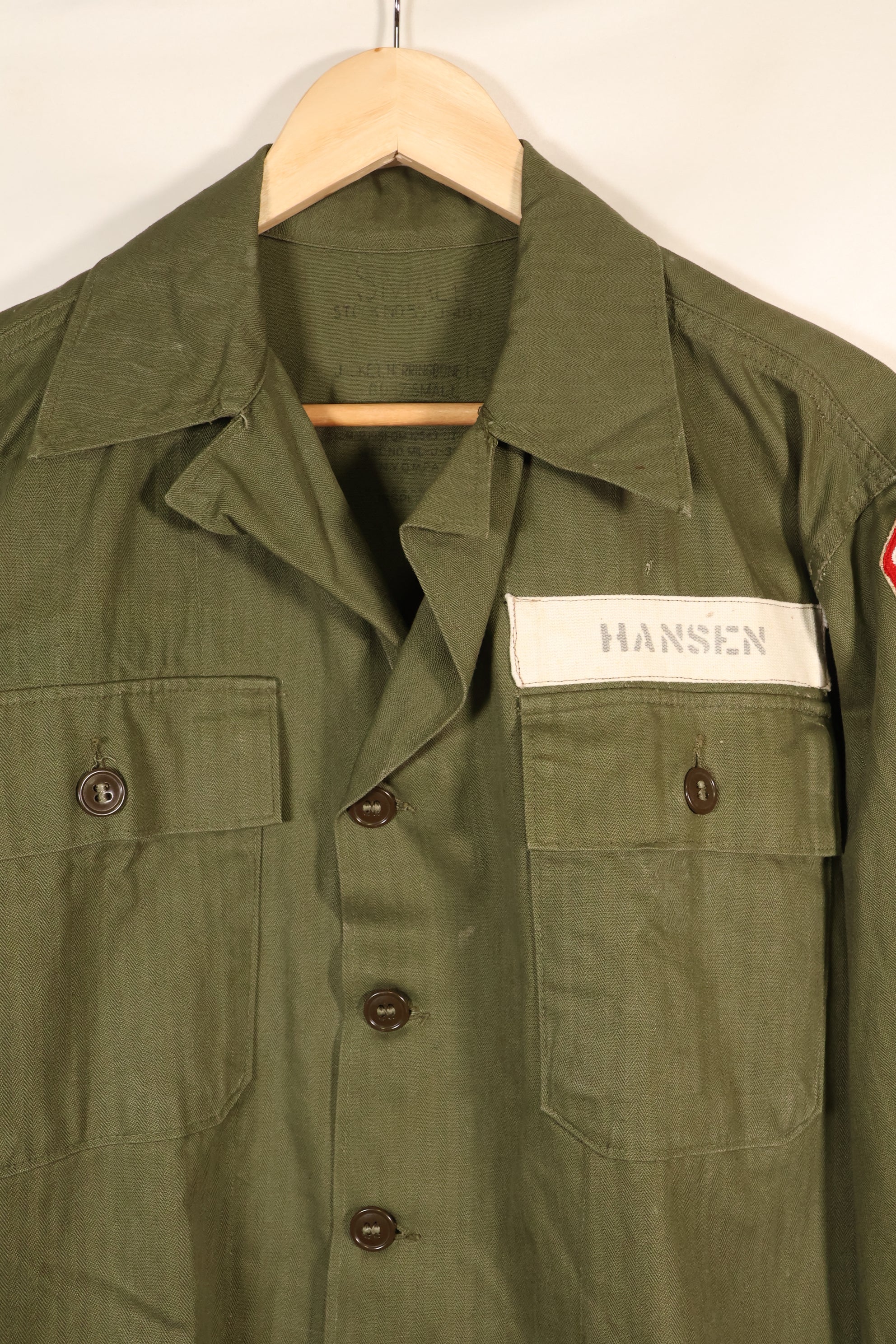 1947年契約　SMALL　M-1947　HBT　ユーティリティシャツ　パッチ付き　中古品