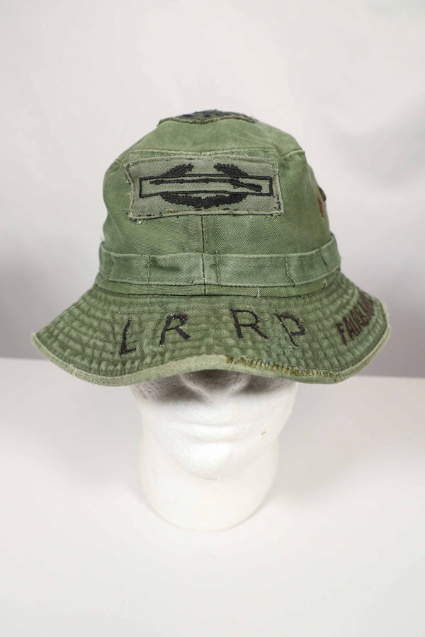 実物　ローカルメイド　ODブーニー　9th Infantry Divition LRRP 直接刺繍&狙撃手パッチ付き　ブーニーハット