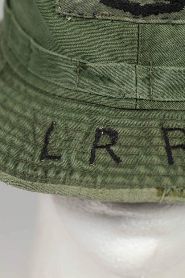 実物　ローカルメイド　ODブーニー　9th Infantry Divition LRRP 直接刺繍&狙撃手パッチ付き　ブーニーハット