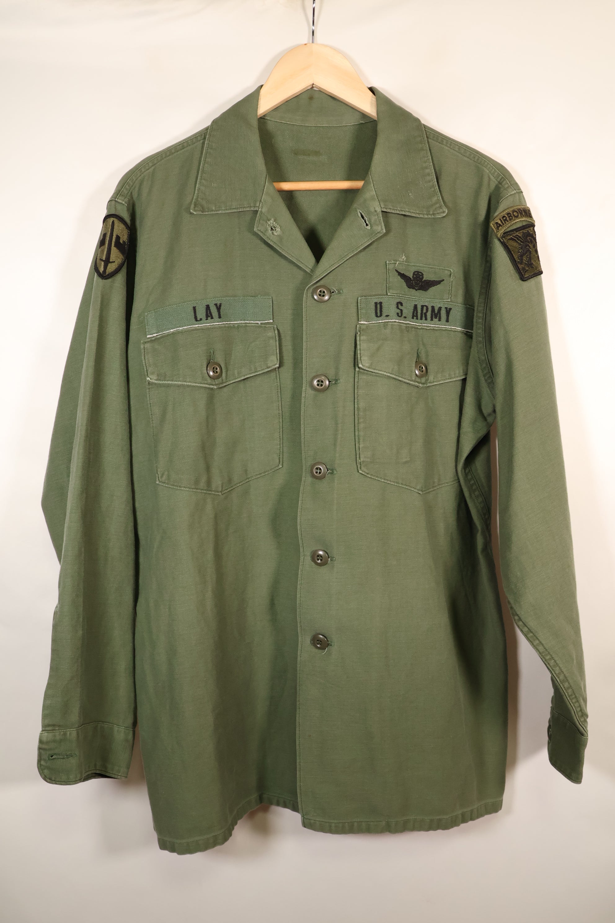1968年契約　推定 MEDIUM　OG-107　ユーティリティシャツ　パッチ後付け　中古品