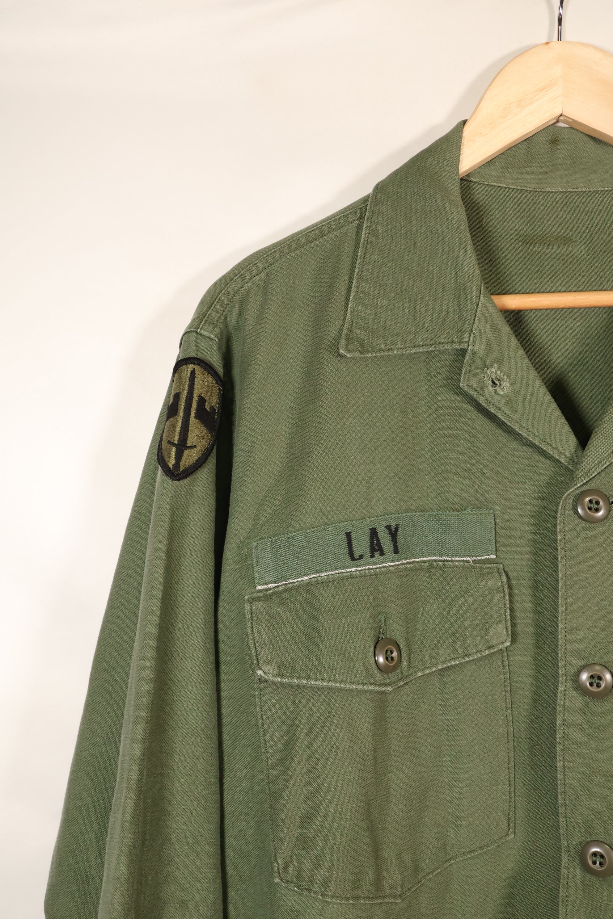 1968年契約　推定 MEDIUM　OG-107　ユーティリティシャツ　パッチ後付け　中古品