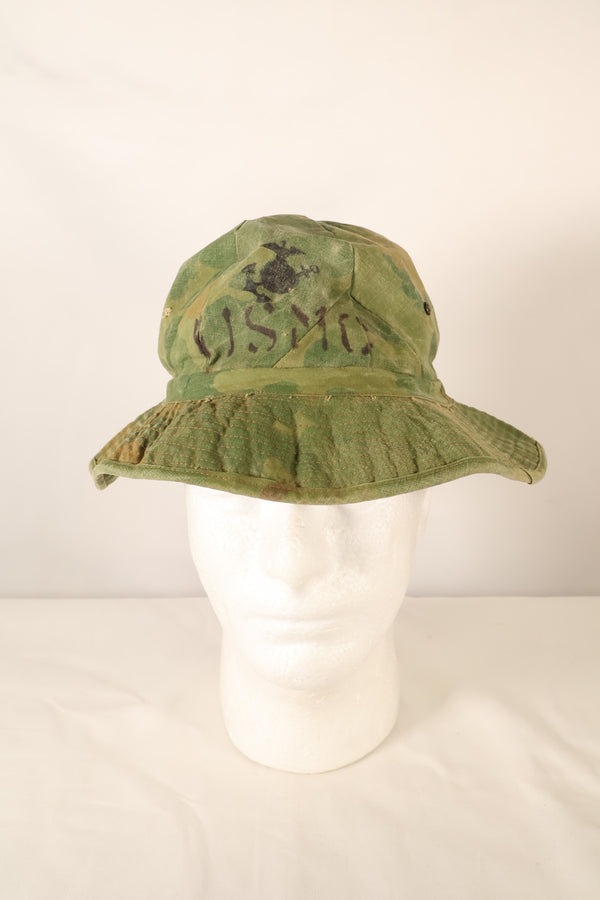 1960年代〜70年代前半　USMC 個人調達品　ミッチェルパターン迷彩　シェルターハーフ製　ブーニーハット　中古品