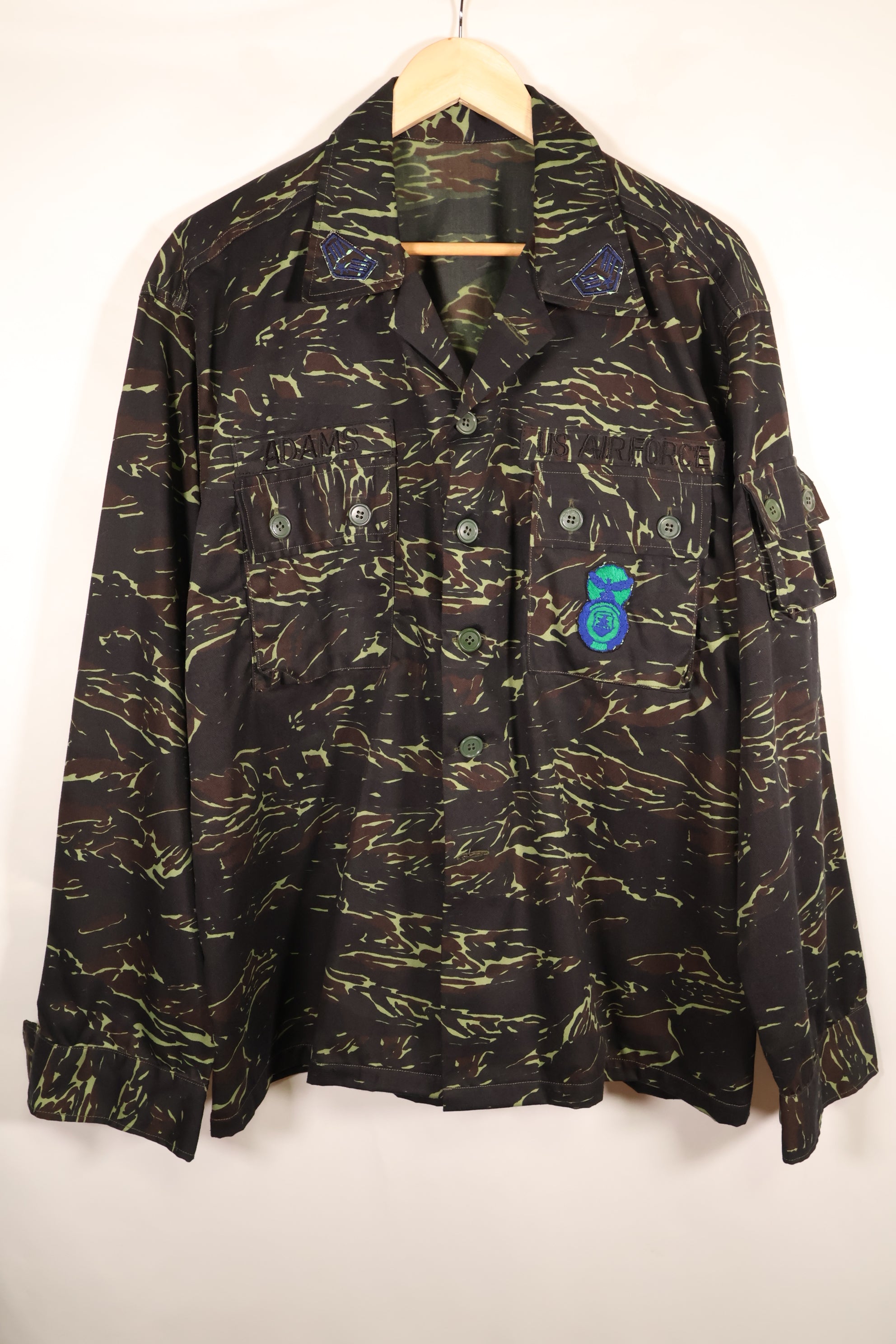 1970年代　タイ国境警備隊　シャドータイガー　ローカルメイド　タイガーストライプ　シャツ　中古品　A