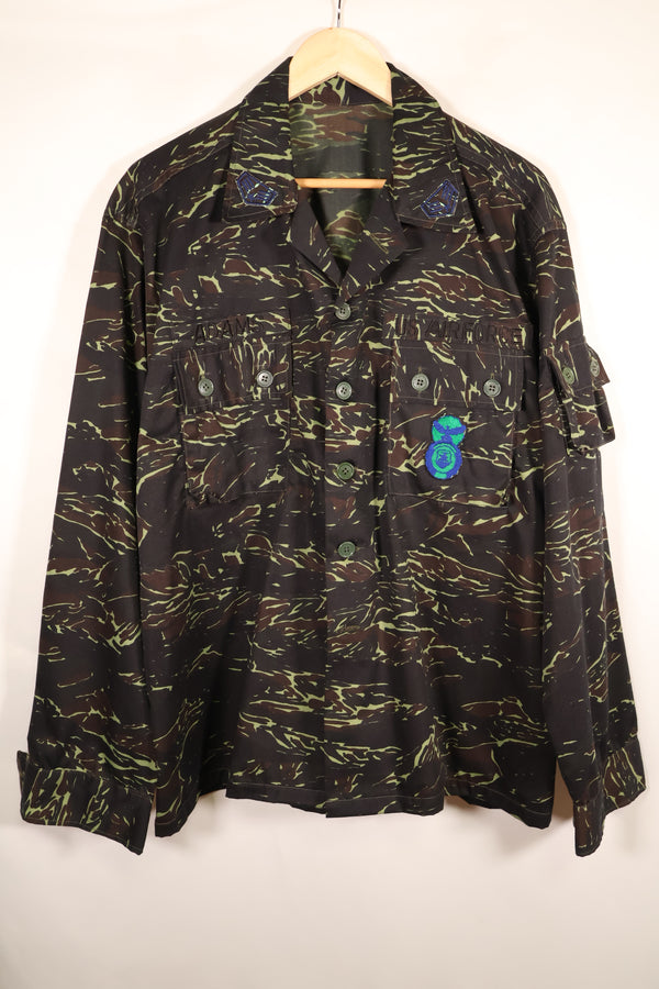 1970年代　タイ国境警備隊　シャドータイガー　ローカルメイド　タイガーストライプ　シャツ　中古品　A