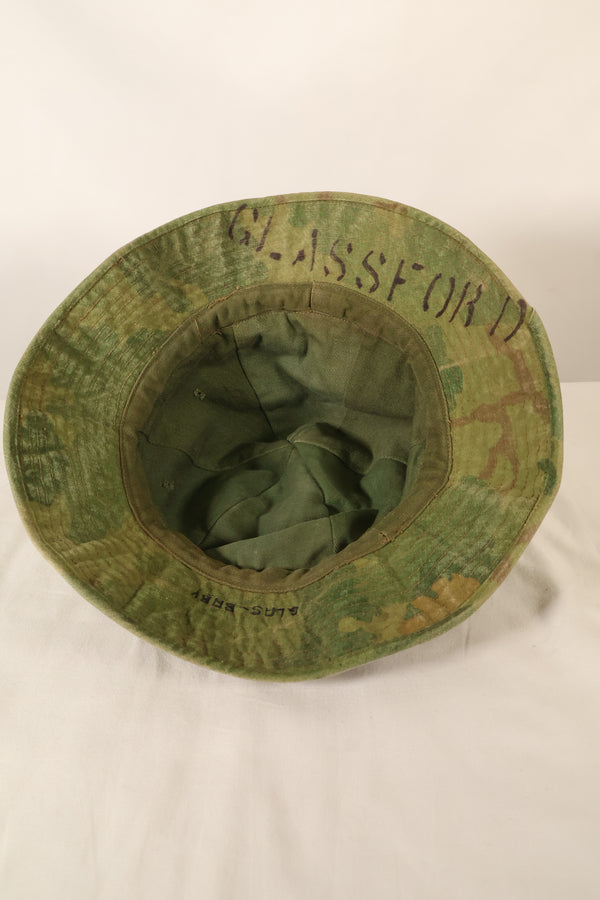 1960年代〜70年代前半　USMC 個人調達品　ミッチェルパターン迷彩　シェルターハーフ製　ブーニーハット　中古品