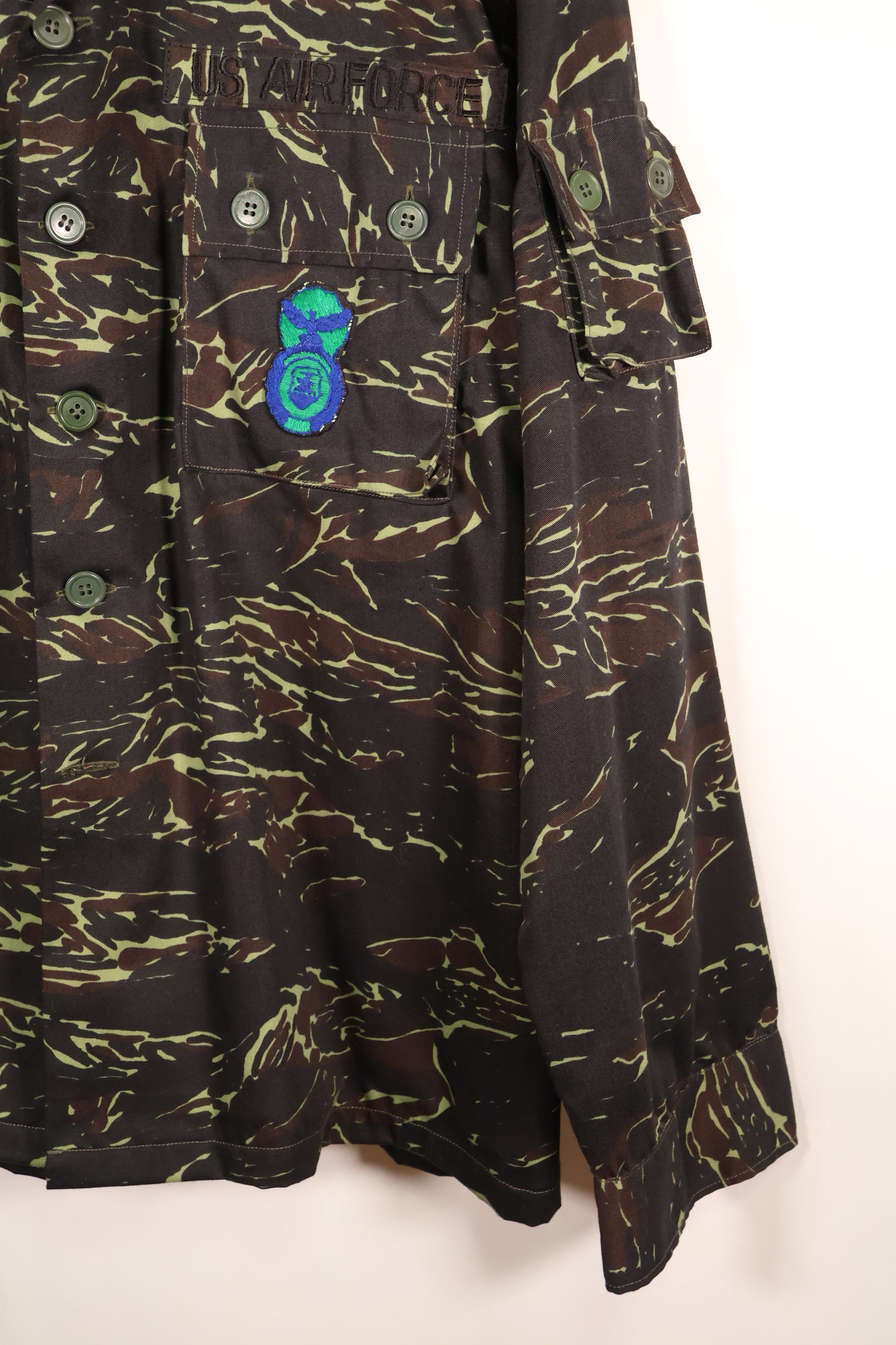 1970年代　タイ国境警備隊　シャドータイガー　ローカルメイド　タイガーストライプ　シャツ　中古品　A