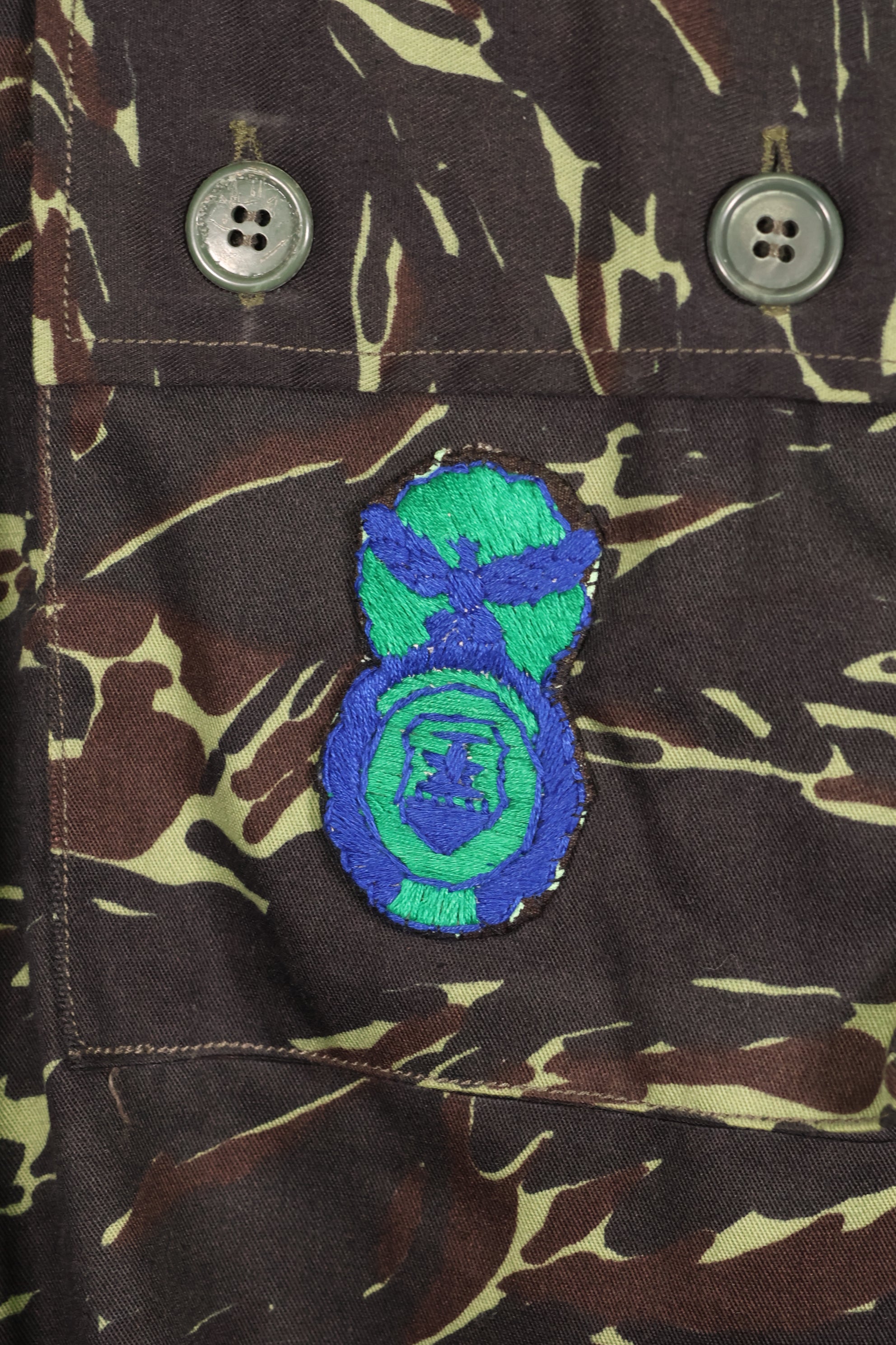 1970年代　タイ国境警備隊　シャドータイガー　ローカルメイド　タイガーストライプ　シャツ　中古品　A
