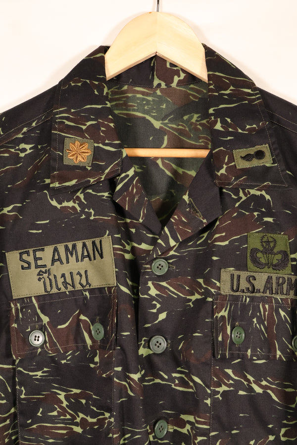 1970年代　タイ国境警備隊　シャドータイガー　ローカルメイド　タイガーストライプ　シャツ　中古品　B