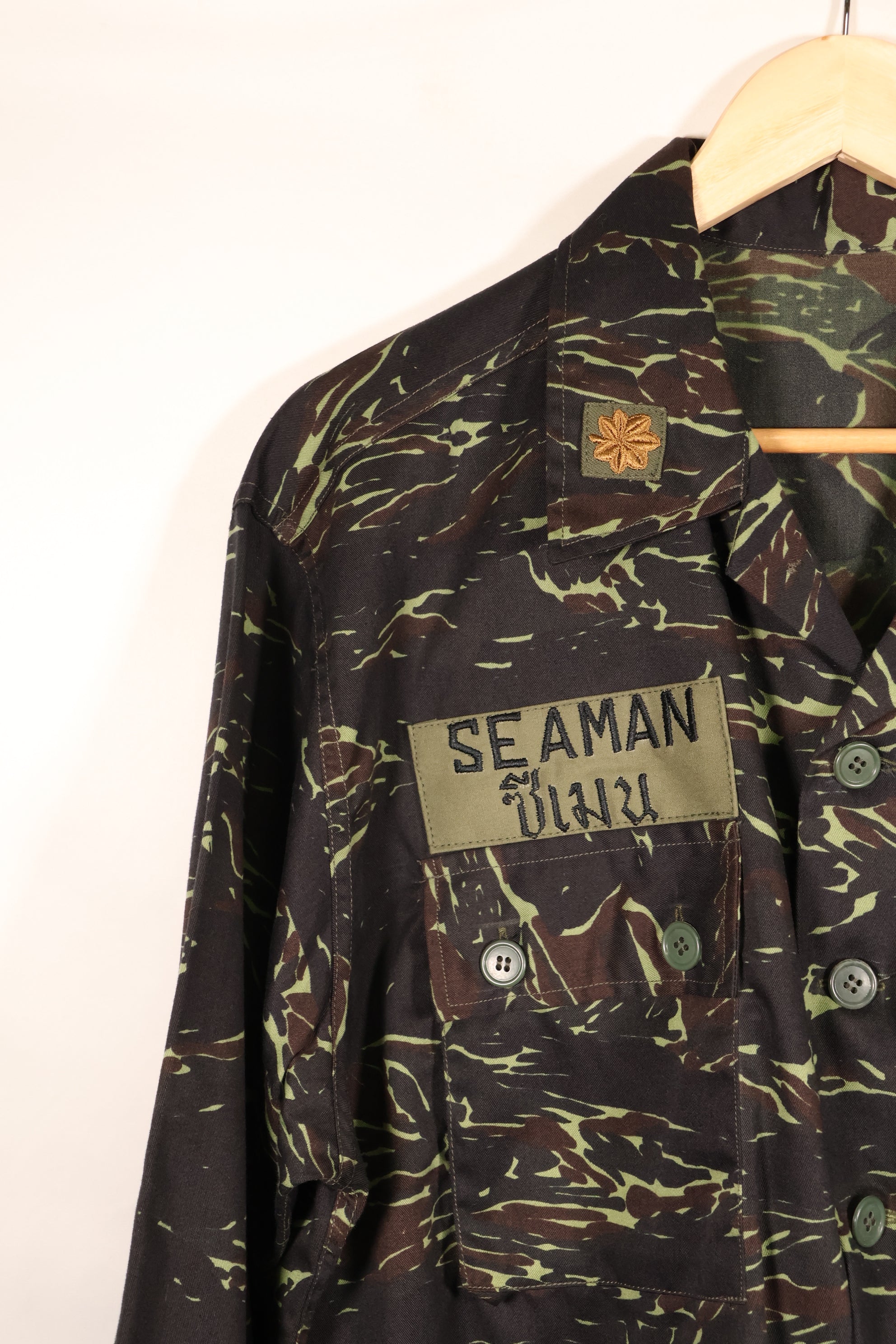 1970年代　タイ国境警備隊　シャドータイガー　ローカルメイド　タイガーストライプ　シャツ　中古品　B