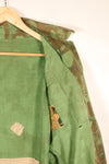 1970年代前半　大きめサイズ　ARVN　南ベトナム空挺師団　リーフ迷彩　シャツ　補修あり　中古品