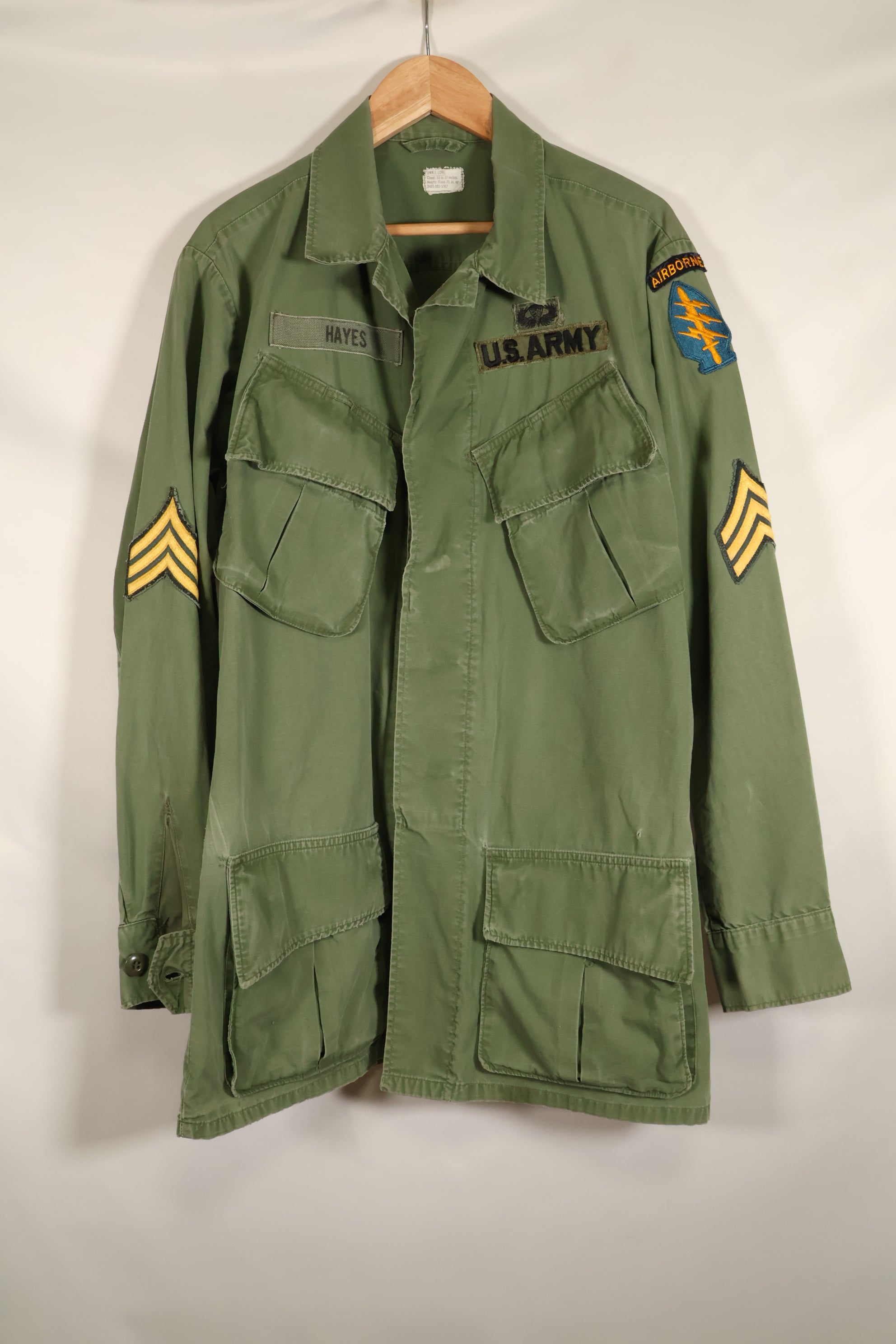 1967年頃　S-L　グリーンベレー兵士　3rd Model ジャングルファティーグ　ジャケット　退色あり　中古品