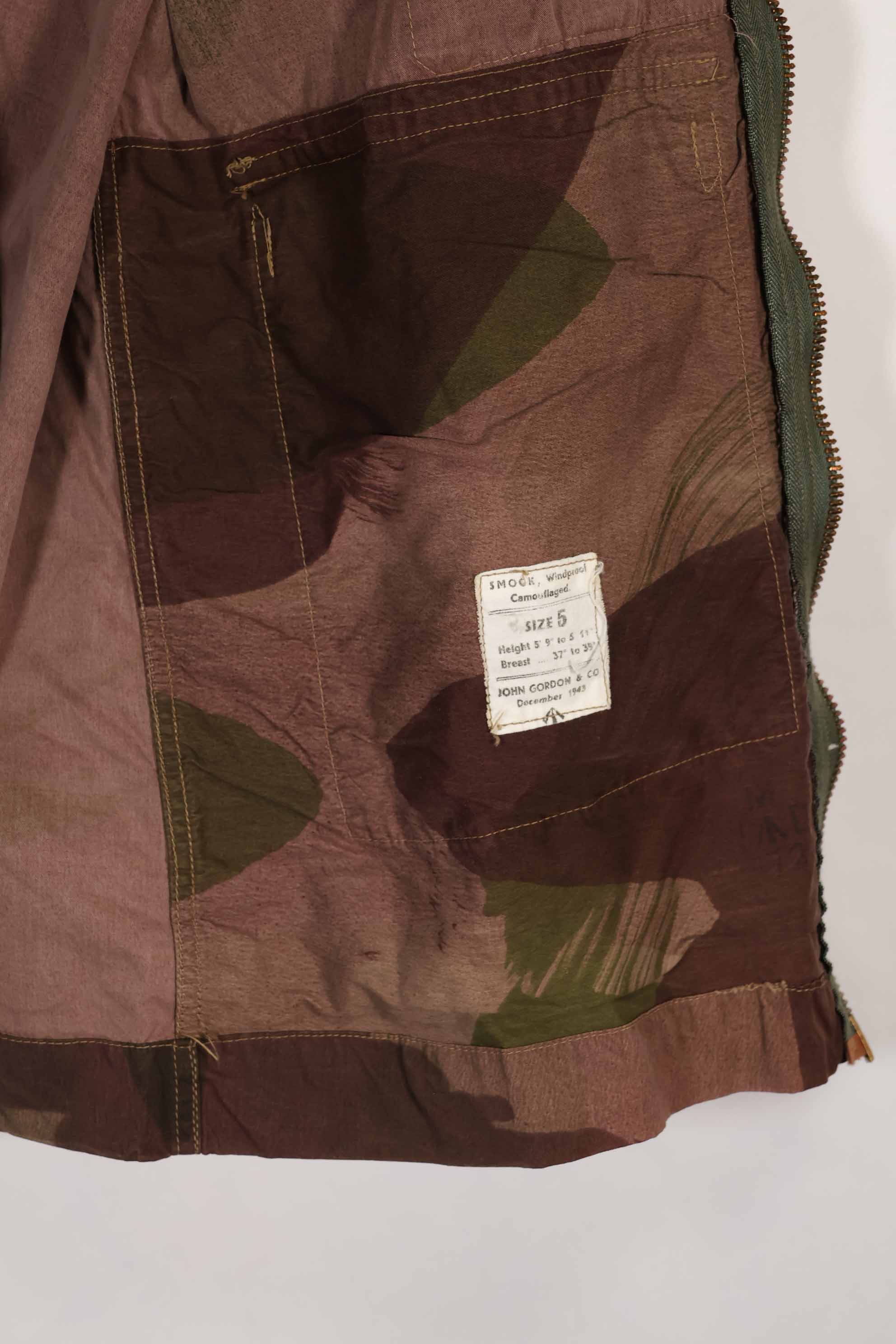 実物　1940年代　WWII 英軍　Windproof迷彩　インドシナ戦争　ジッパーカスタムジャケット　中古品