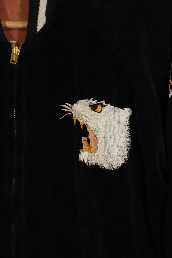 1950年代　Japan Jacket 大きめサイズ　虎デザイン　ブラック　補修あり　中古品