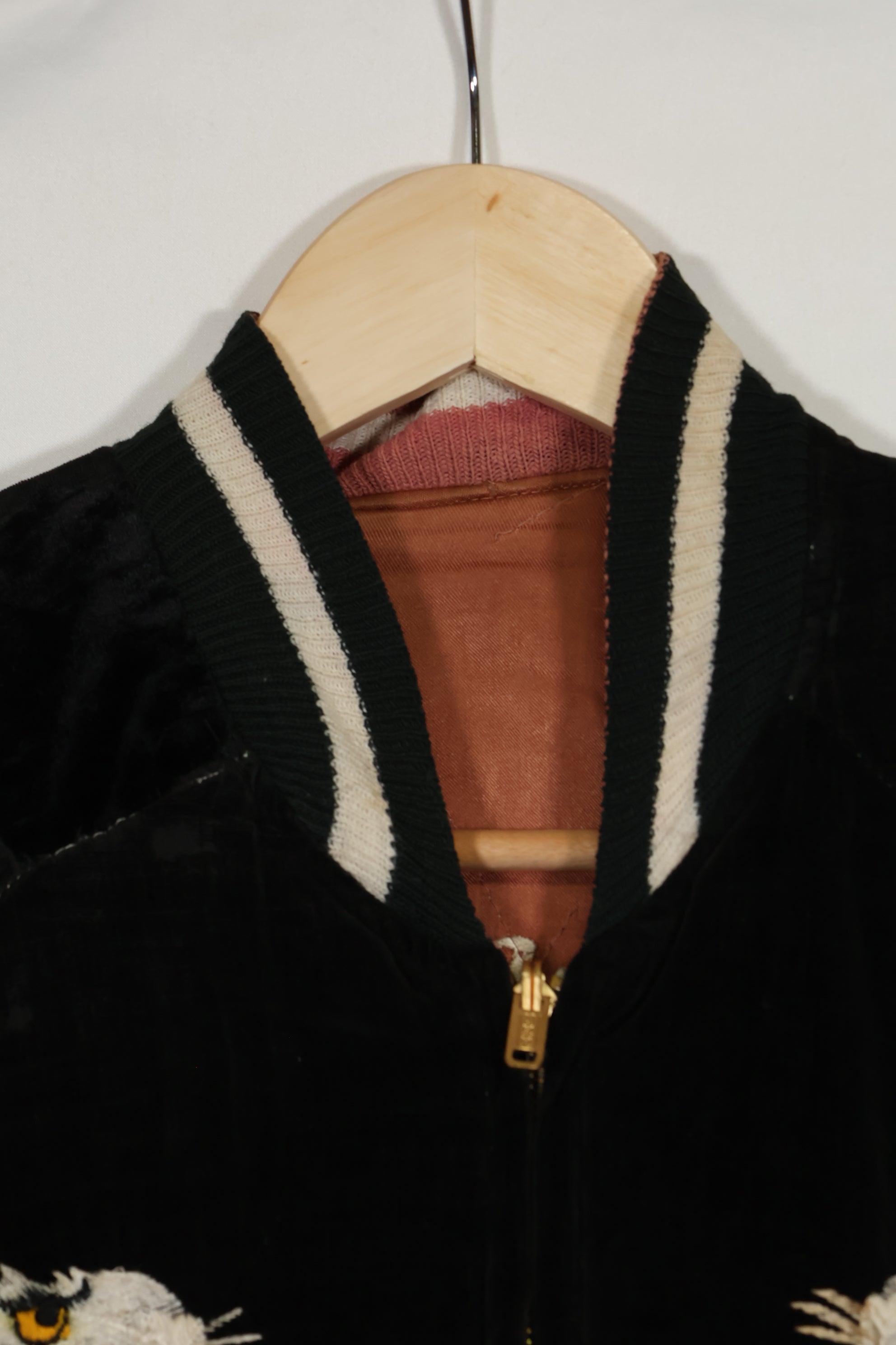 1950年代　Japan Jacket 大きめサイズ　虎デザイン　ブラック　補修あり　中古品