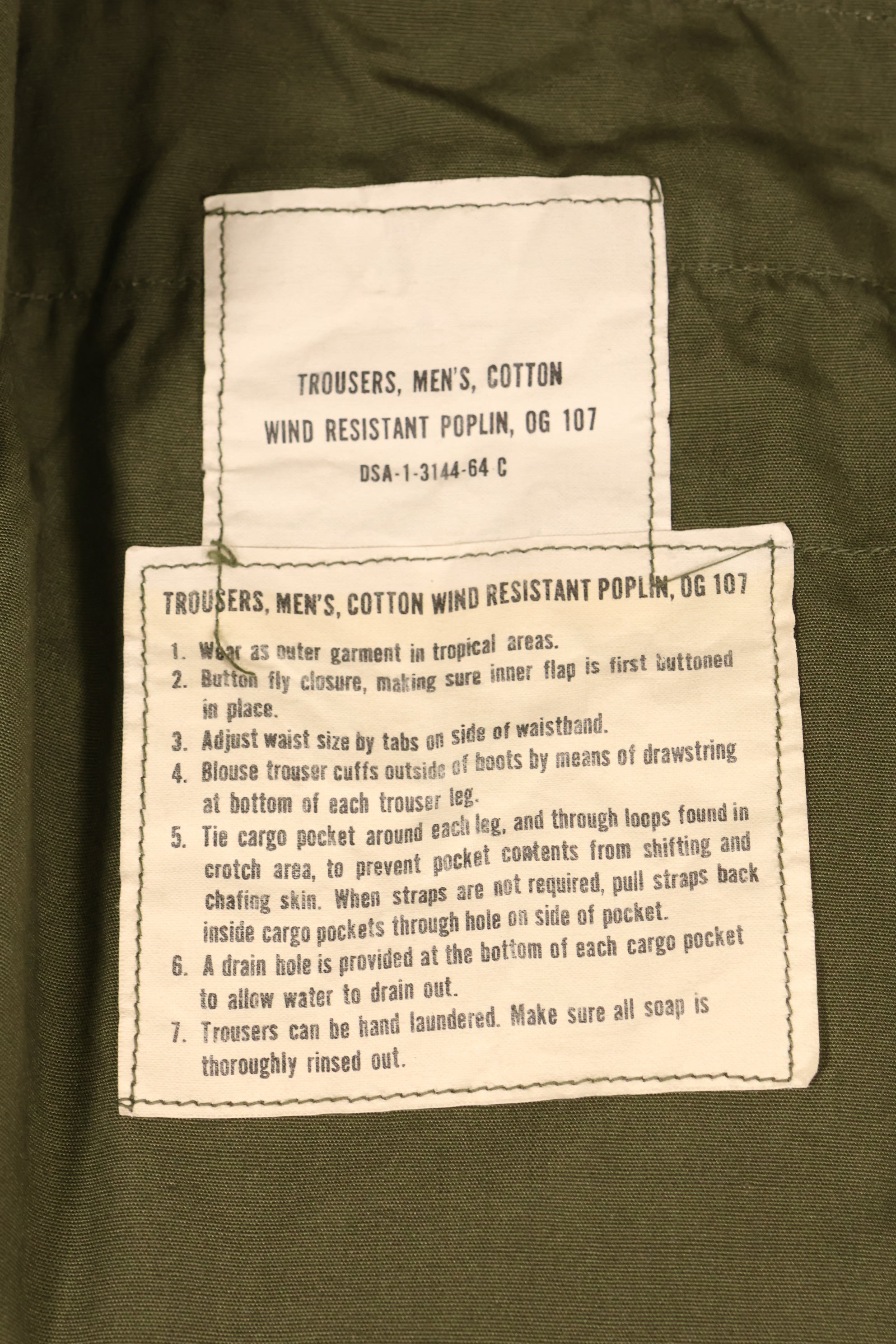1964年契約　S-R　アメリカ軍　1st Model ジャングルファティーグ　パンツ　状態良い　中古品