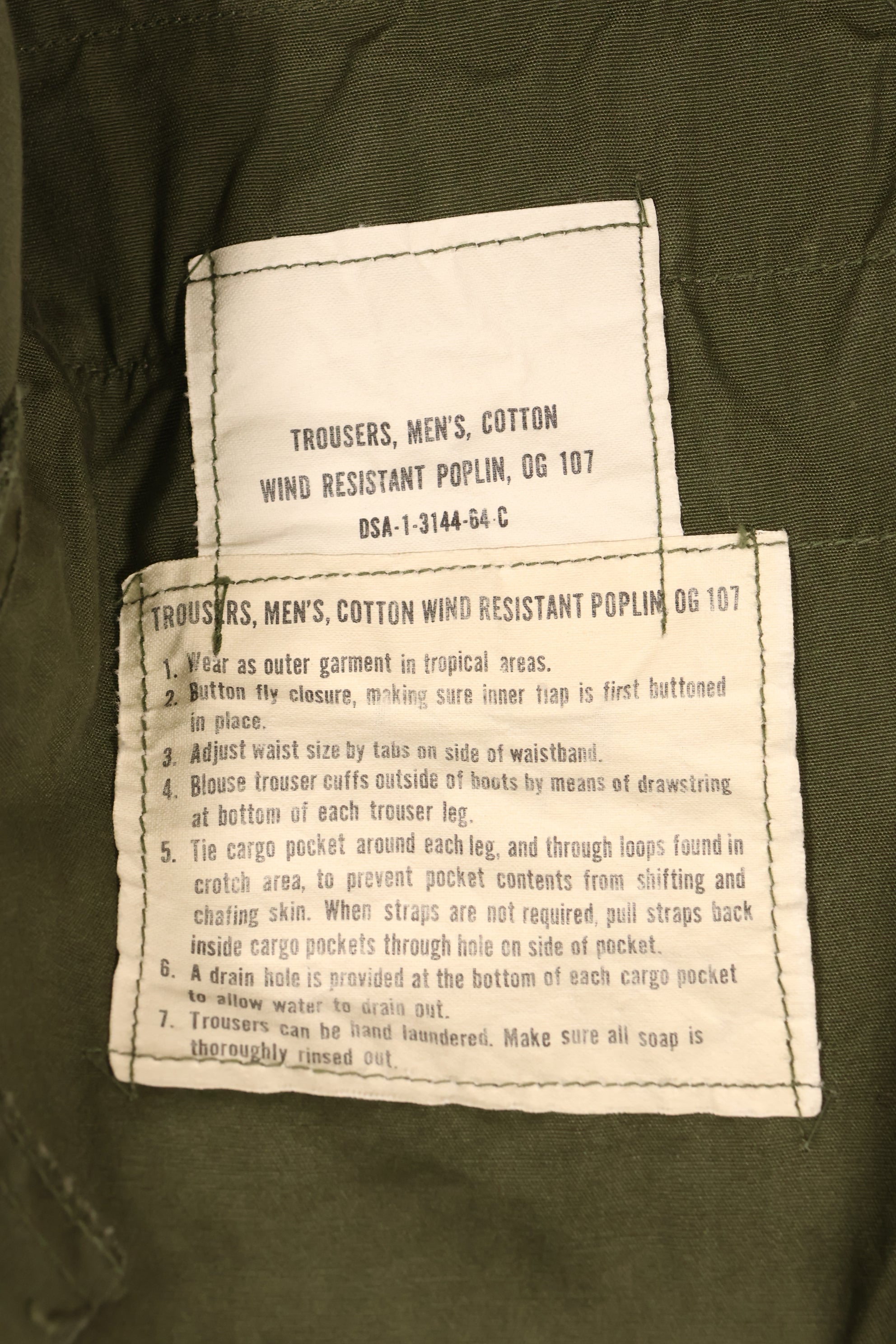 1964年契約　M-S　アメリカ軍　1st Model ジャングルファティーグ　パンツ　状態良い　中古品