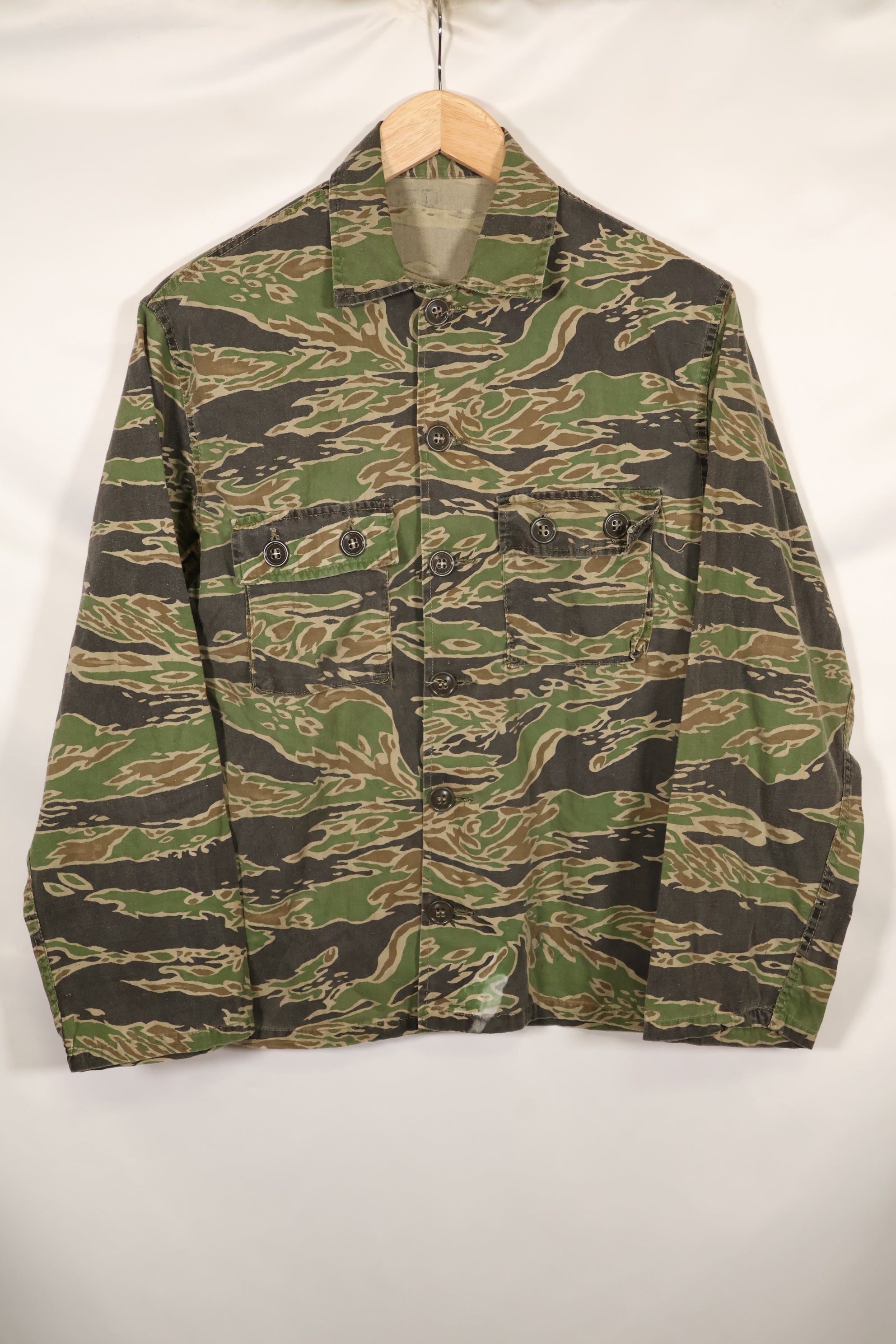 実物　レイトウォーパターン　タイガーストライプ　シャツ　A-L　退色あり