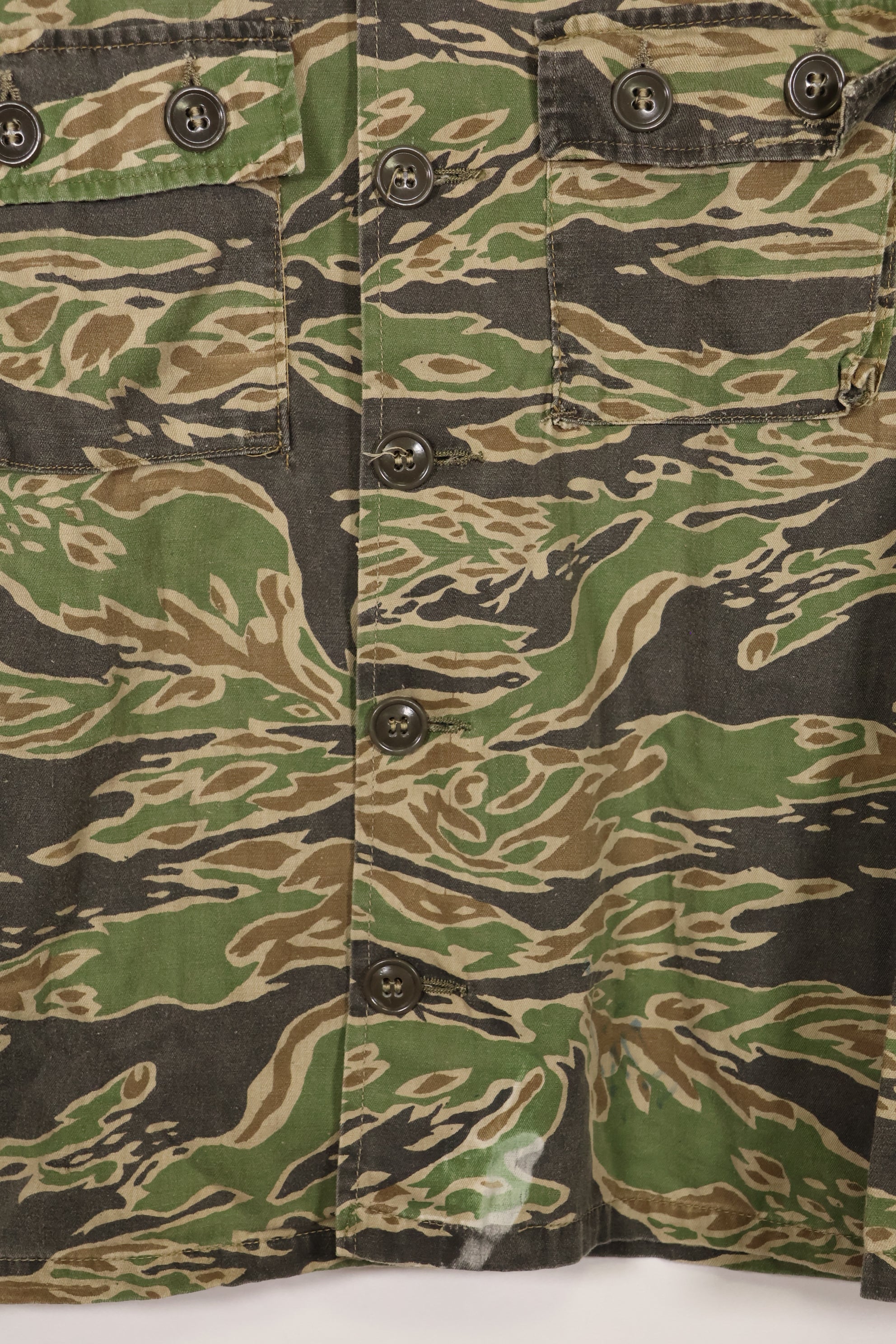 実物　レイトウォーパターン　タイガーストライプ　シャツ　A-L　退色あり