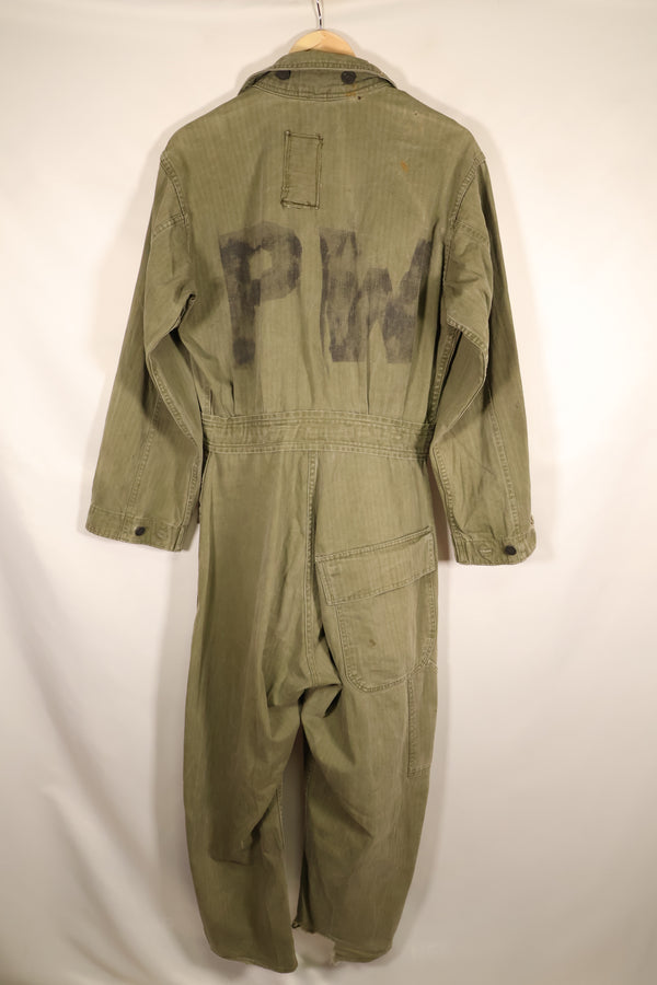 1940年代　36R　アメリカ軍　コンバットカバーオール　PW（Prisoner of War）個体　褪色あり　中古品