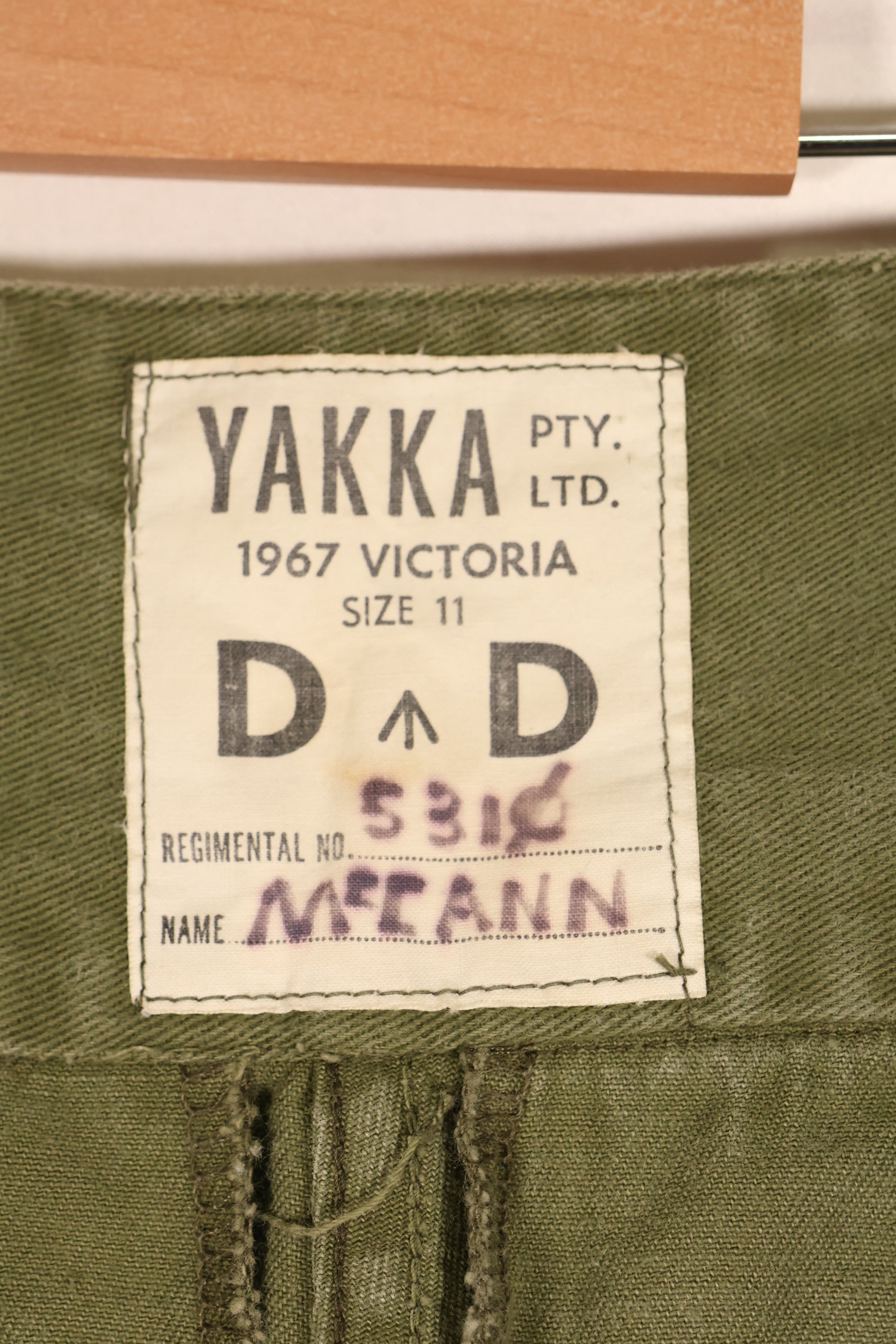 1967年契約　オーストラリア軍　OD　コンバットトラウザーズ　褪色あり　中古品