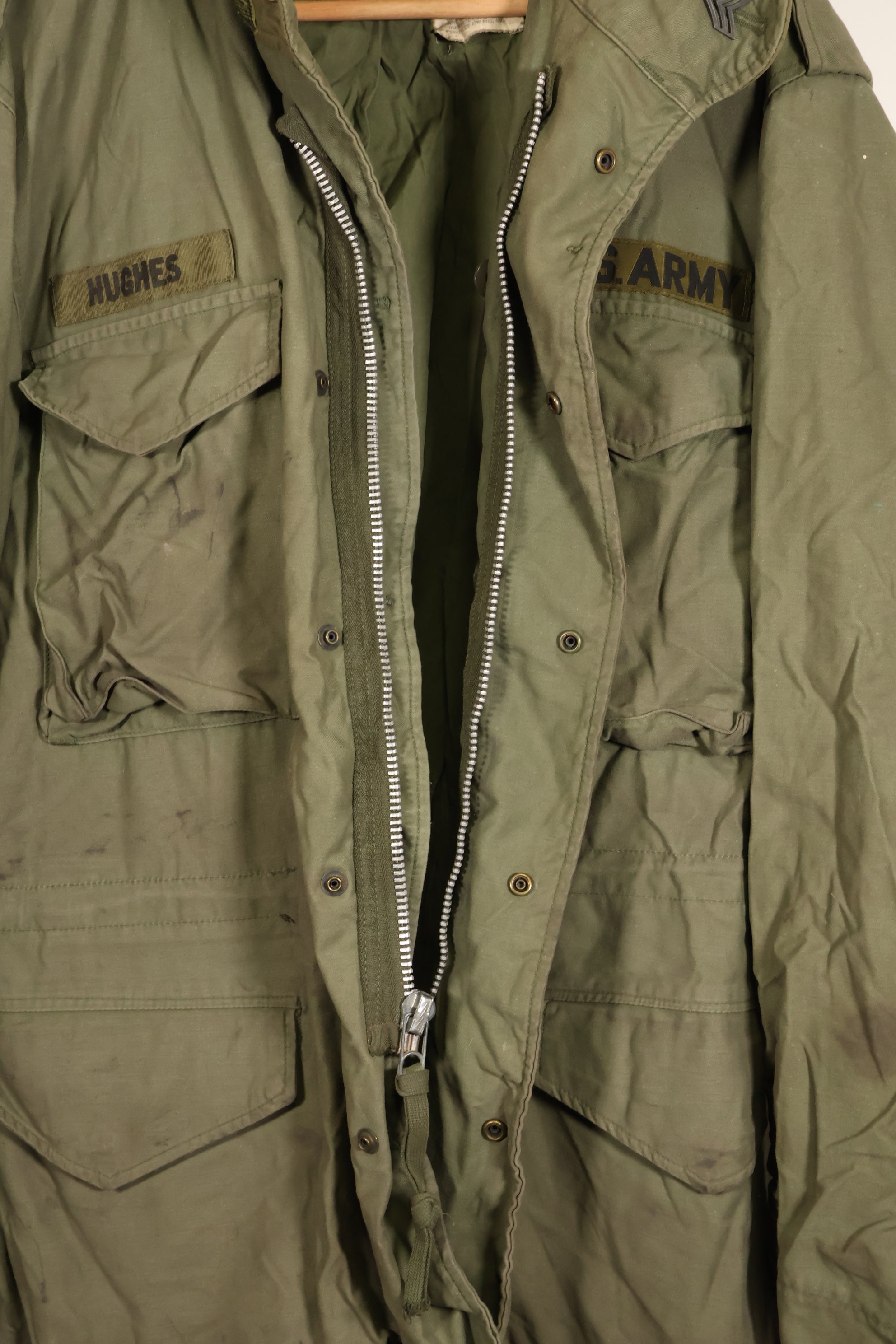 1970年契約　M-R　M65 フィールドジャケット　2nd Model　徽章付き　汚れあり　ライナーなし　中古品