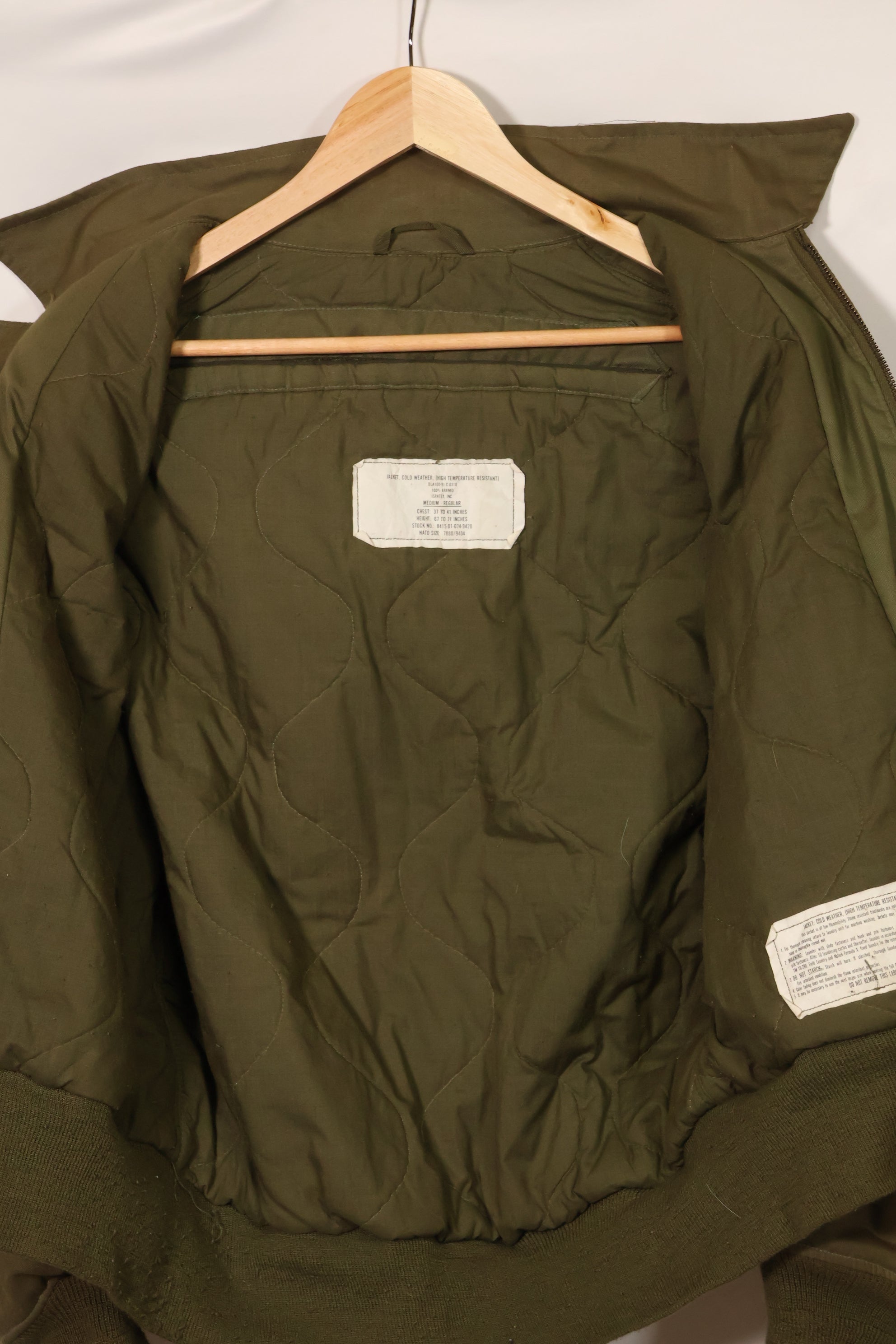 1991年契約　アメリカ陸軍　タンカージャケット　ARAMID 素材　中古品