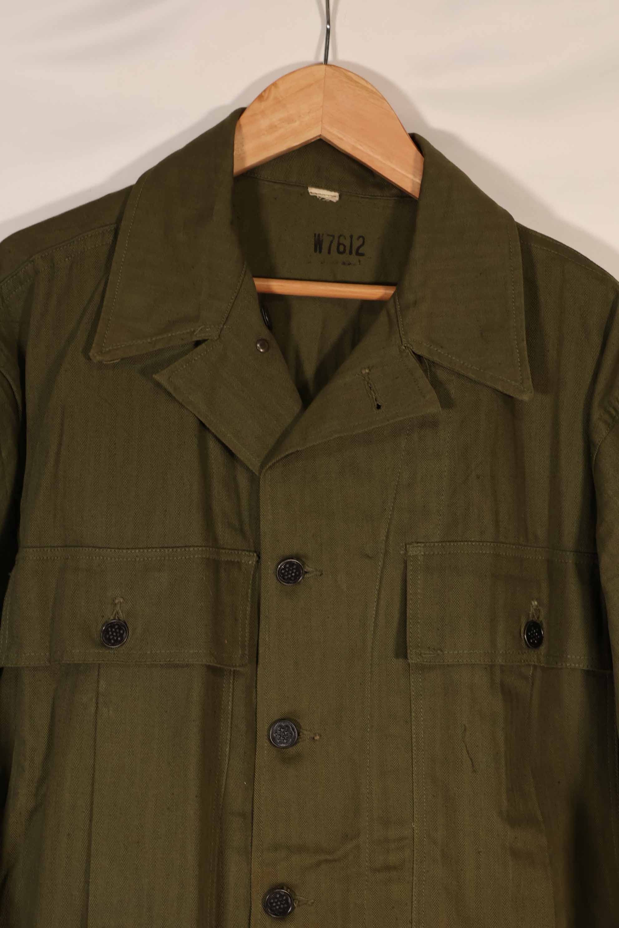 実物　1940年代　アメリカ陸軍　HBT OD ユーティリティジャケット　サイズタグなし　状態良い