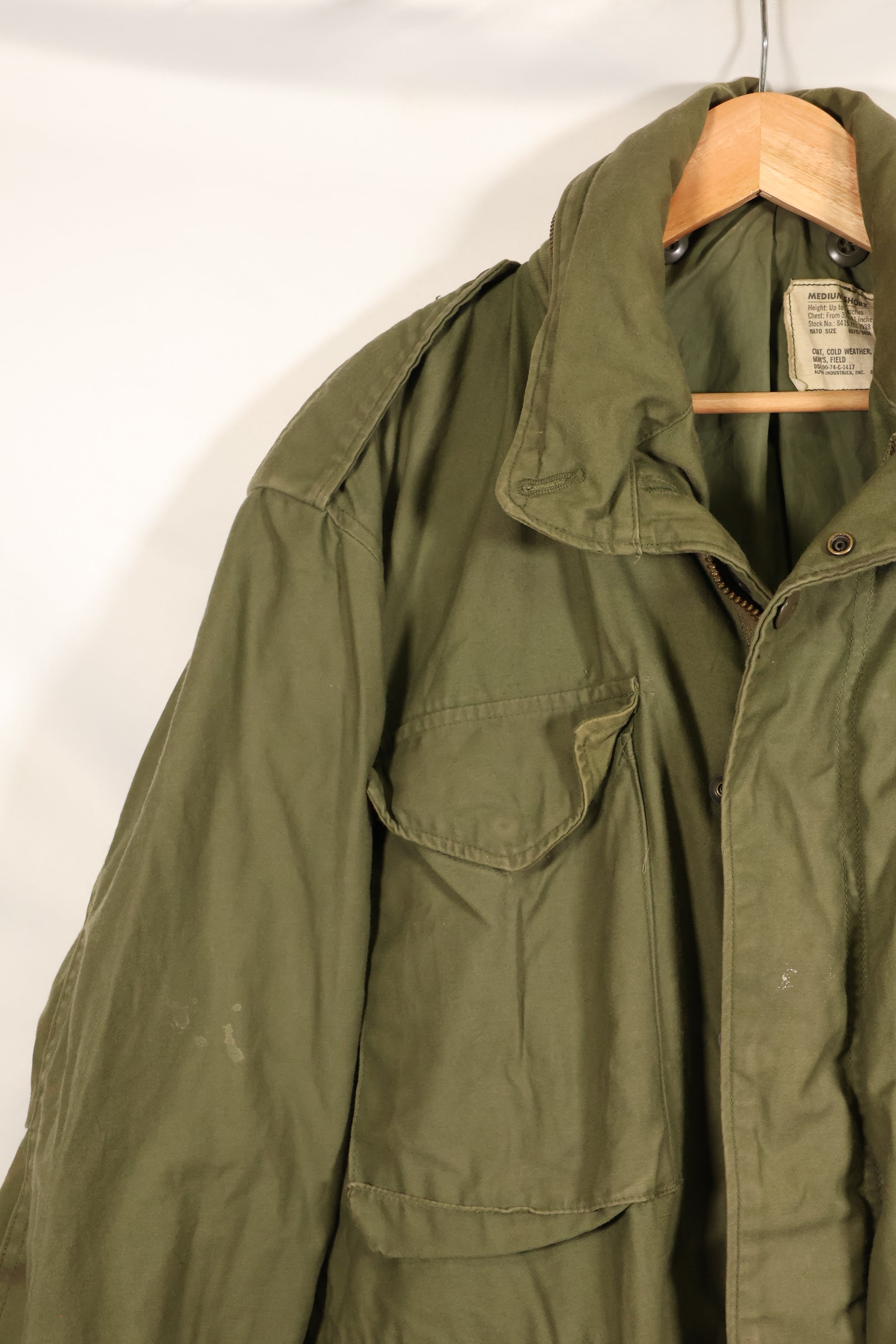 1974年契約　M-S　M65 フィールドジャケット　3rd Model 中古品　退色あり　パッチ付